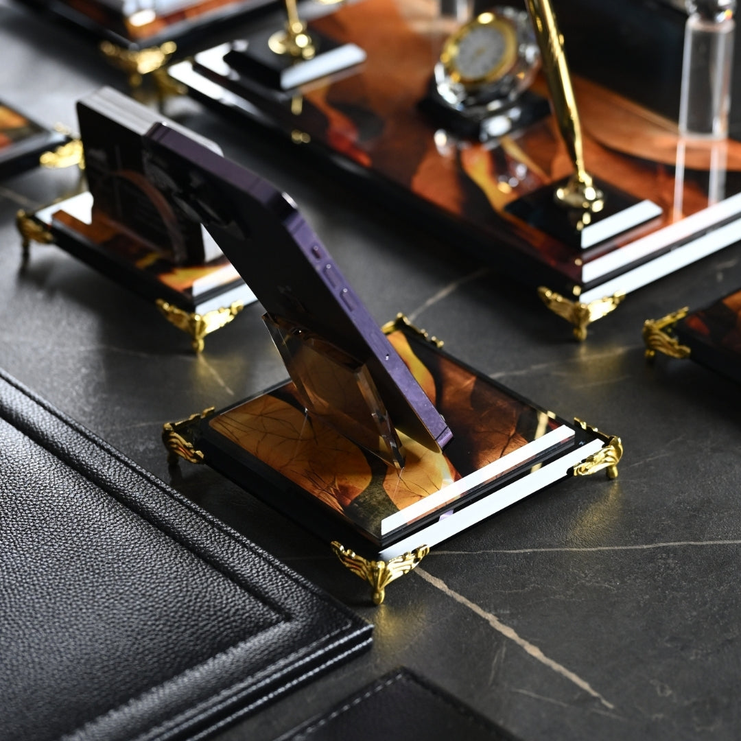 Siena | Premium Crystal Desktop Nameplate Set - 15 Pieces - Luxury Office Desk Set