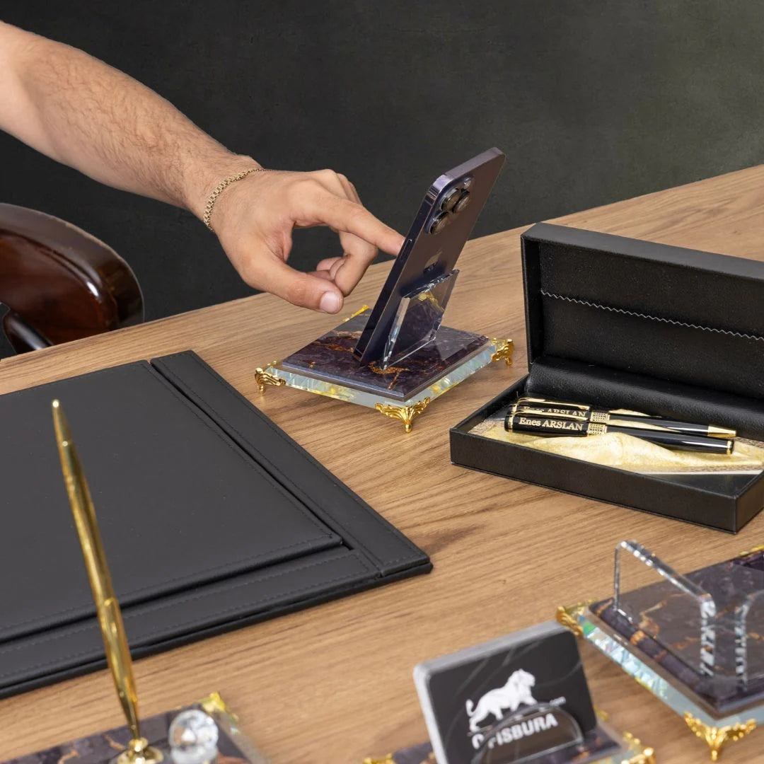 Elegance | 12-Piece Crystal Desk Set & Nameplate Set