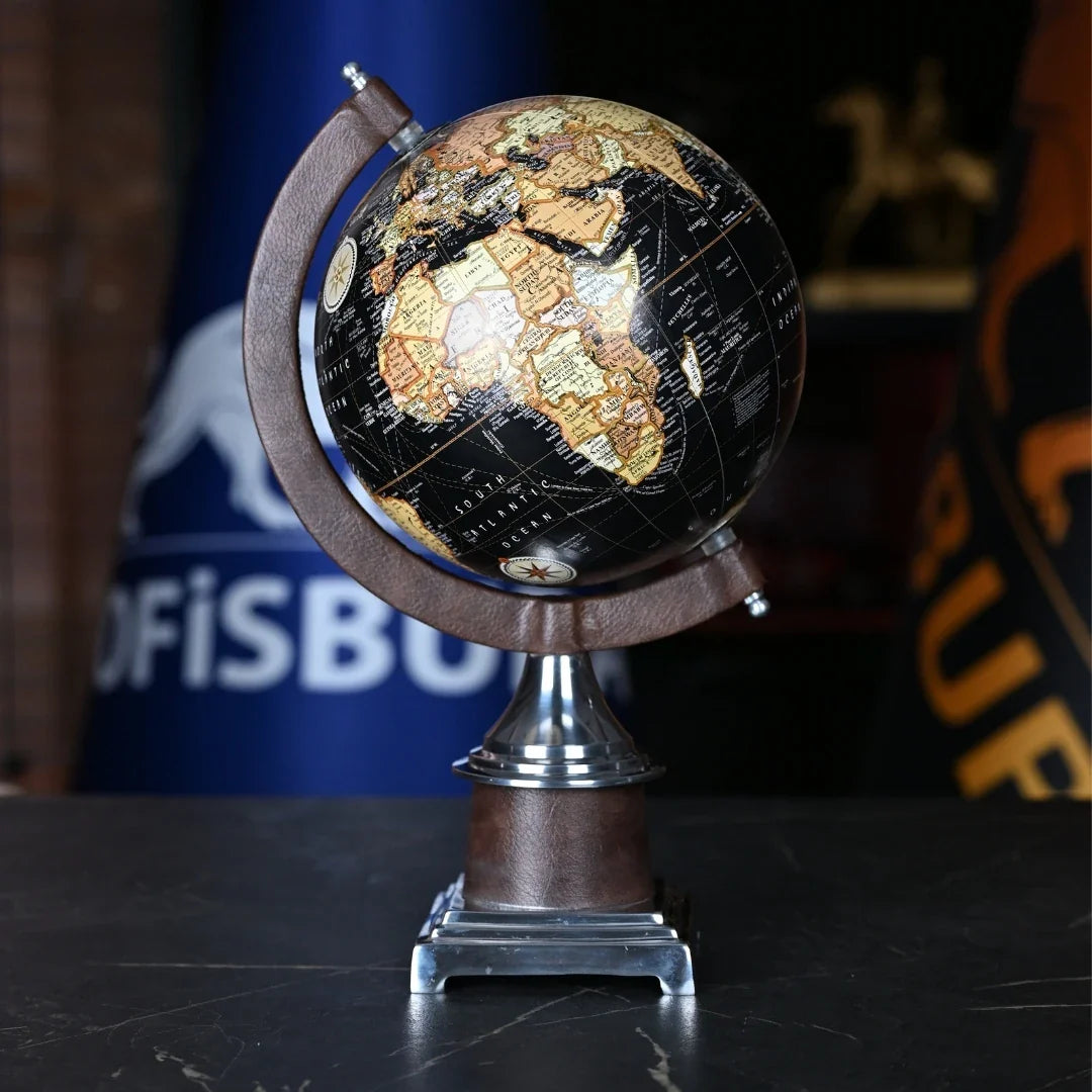 Atlas World 38 cm Leather-Wrapped Decorative World Globe