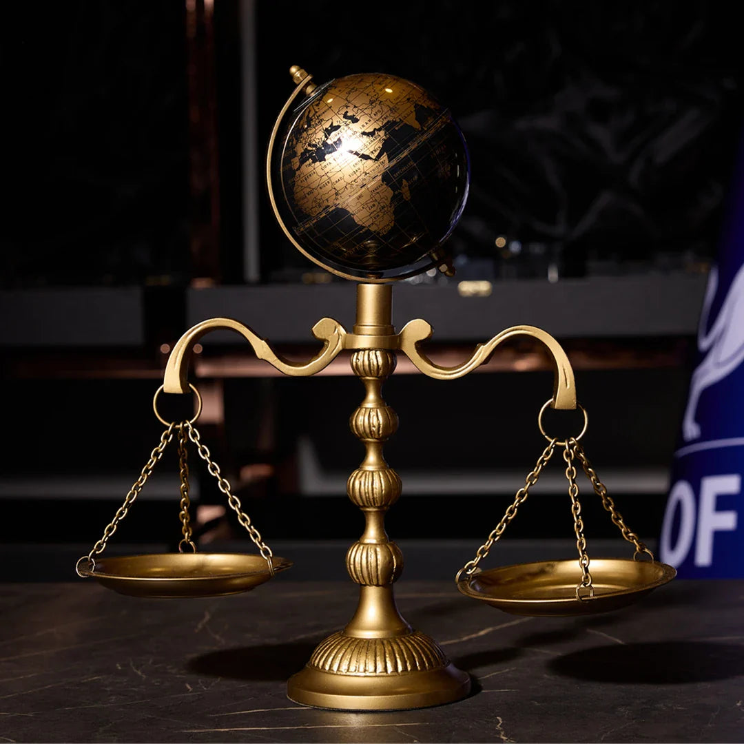 World Accessory with Scales of Justice | Gold | 35 cm