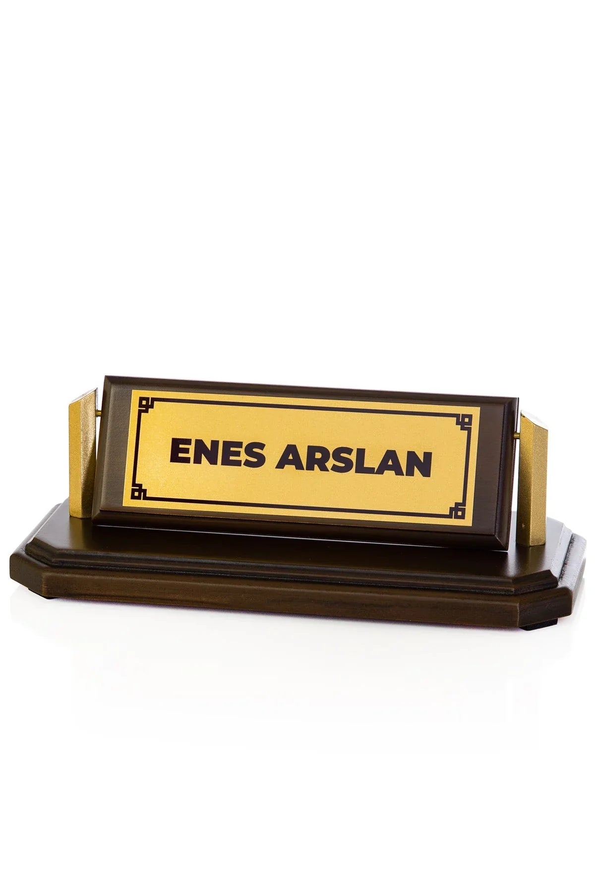 Brown Wooden Desk Nameplate