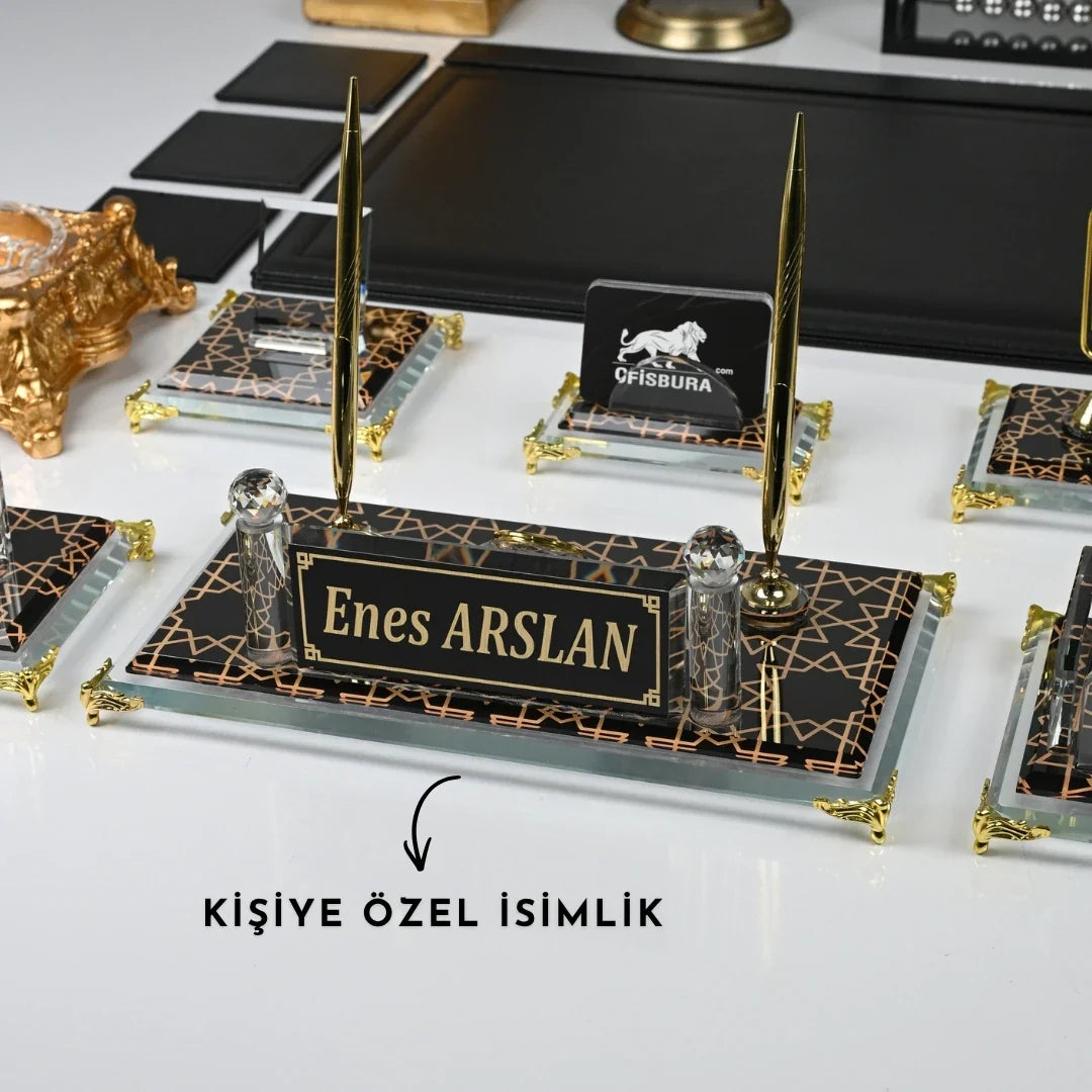 Prestige | 20-Piece Crystal Desk Set & Nameplate Set