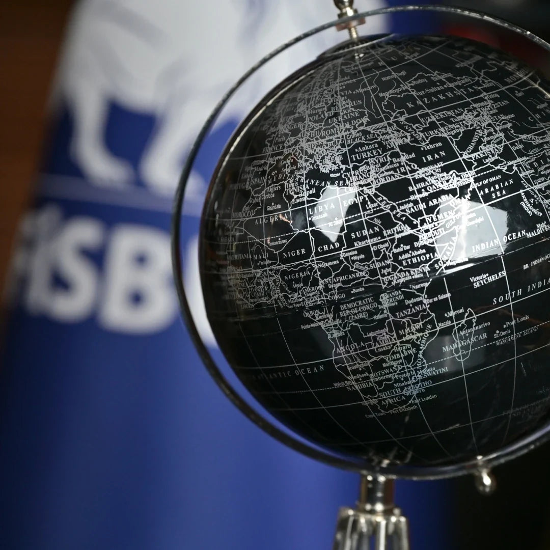 Metal-Base World Globe Black Silver 45 cm