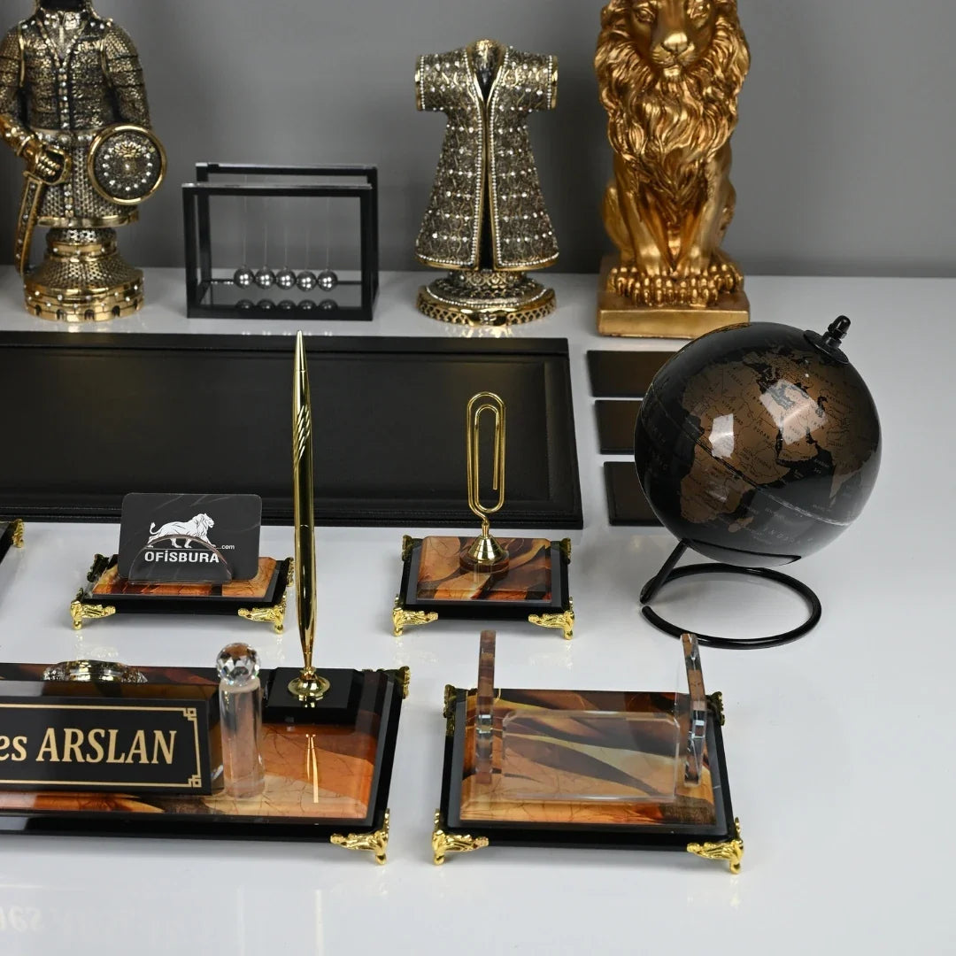 Siena | 20-Piece Premium Crystal Desk Set & Nameplate Set