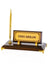 Gold-Base Wooden Desk Nameplate with Single Pen Holder