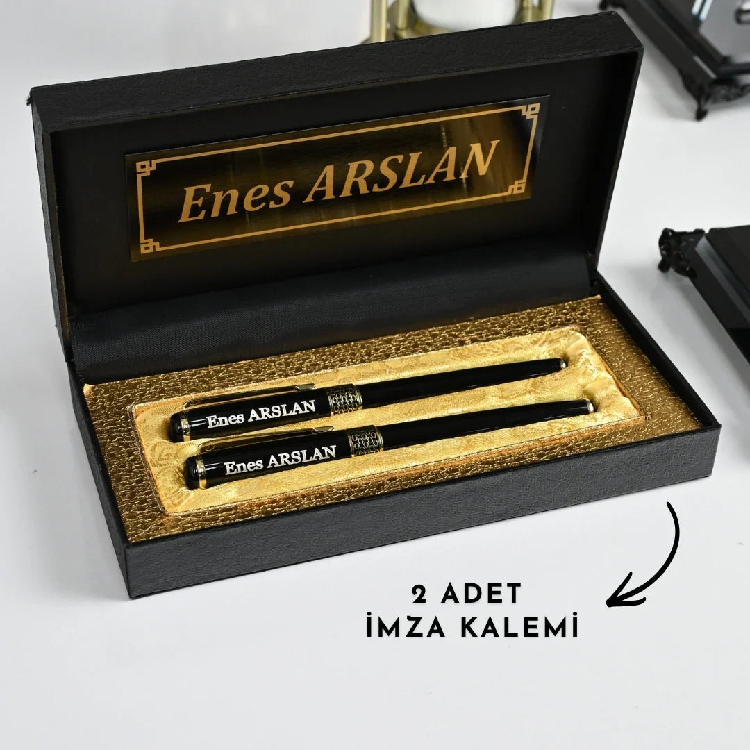 Negro | 20-Piece Premium Crystal Desk Set & Nameplate Set