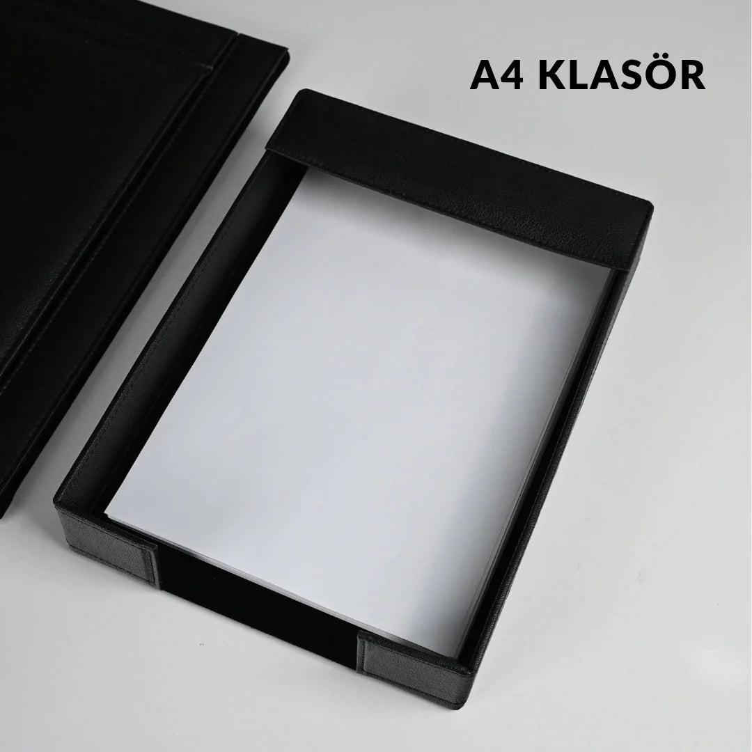 Black - Silver Black 8-Piece Leather Desk Set