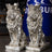 2-Piece Silver King Lion Figurine Set | 35 cm Polyester
