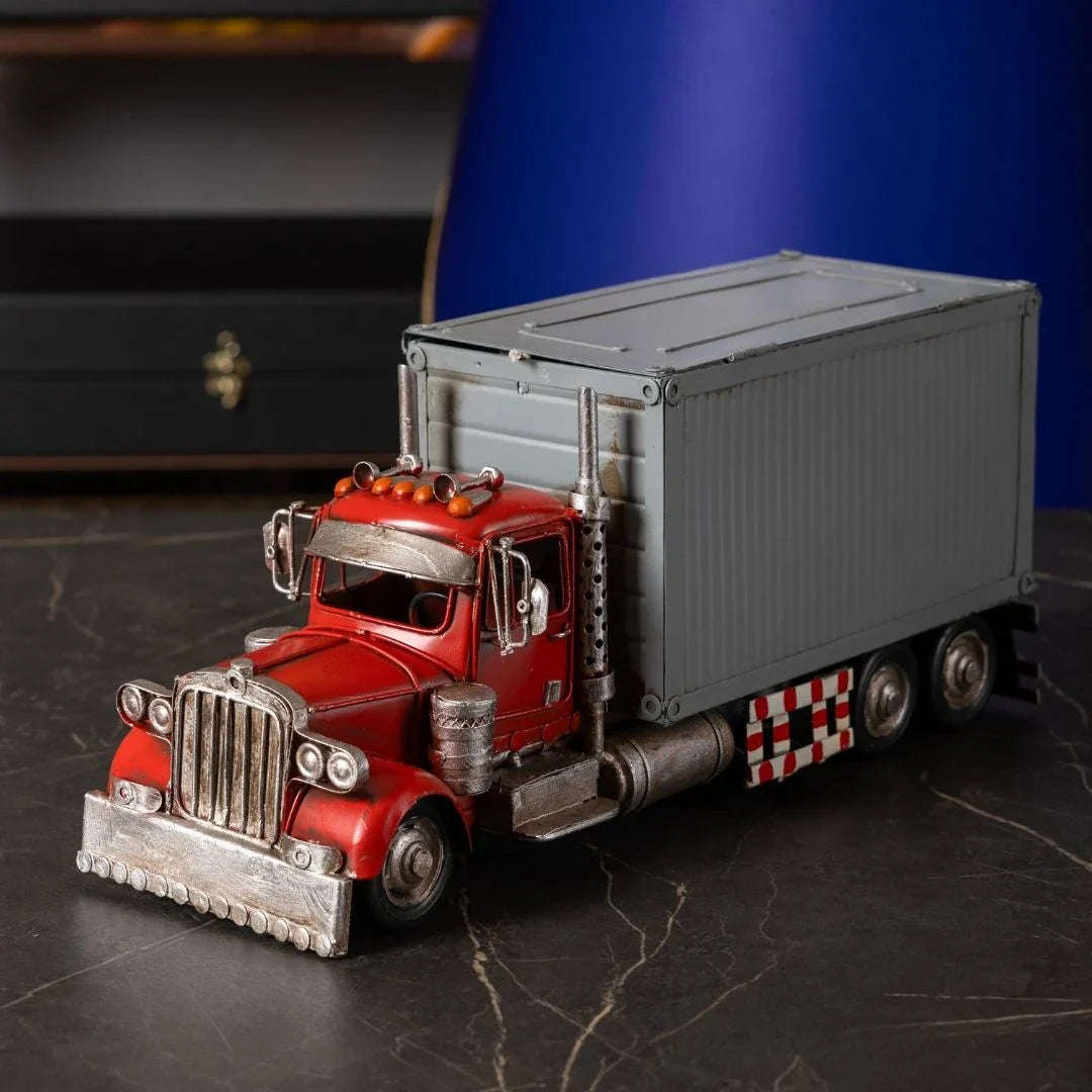 Decorative Metal Red Pickup Truck | with Storage Box & Photo Frame
