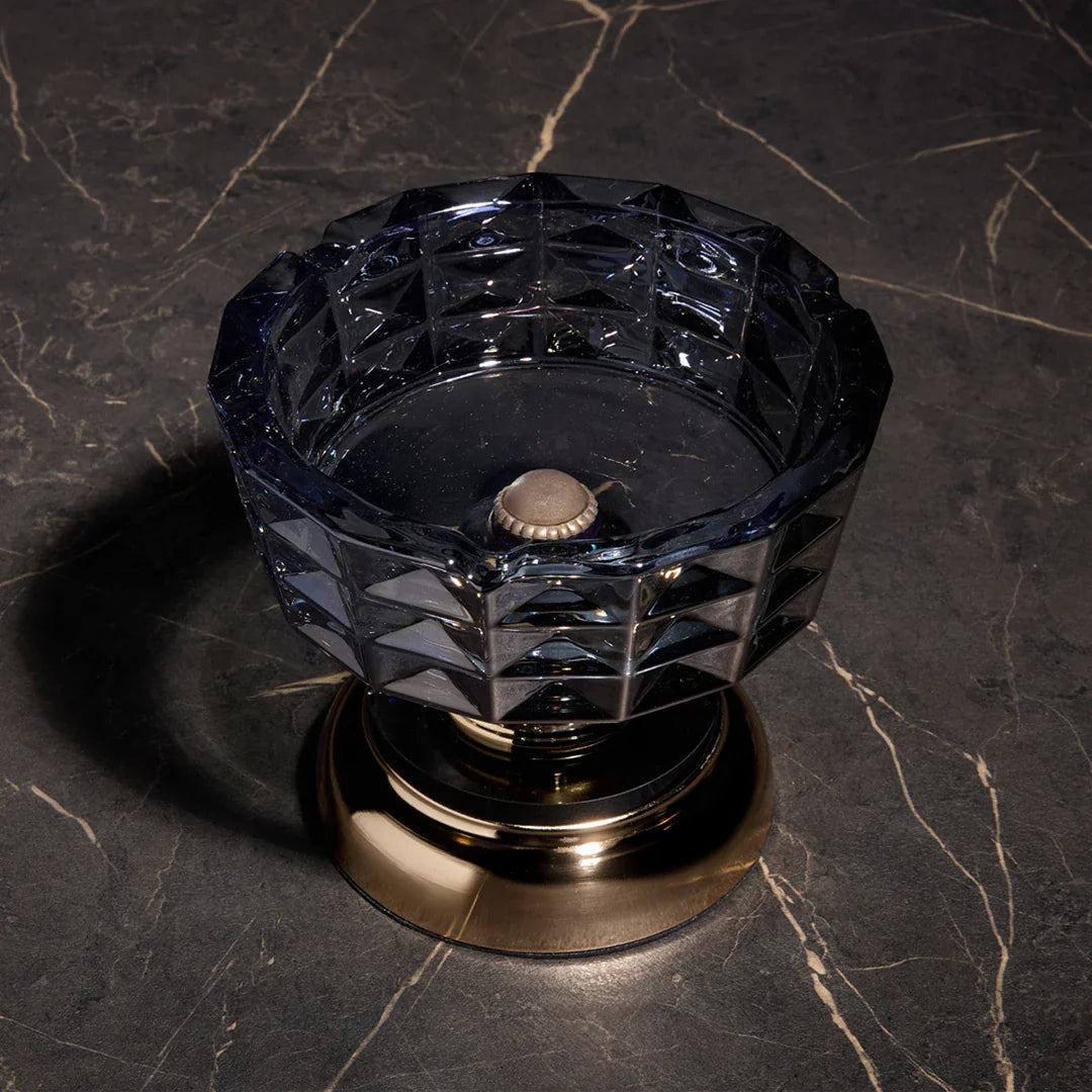 Elegant Series Smoke Crystal Ashtray & Candy Dish - 15 cm Footed Luxury Office Object