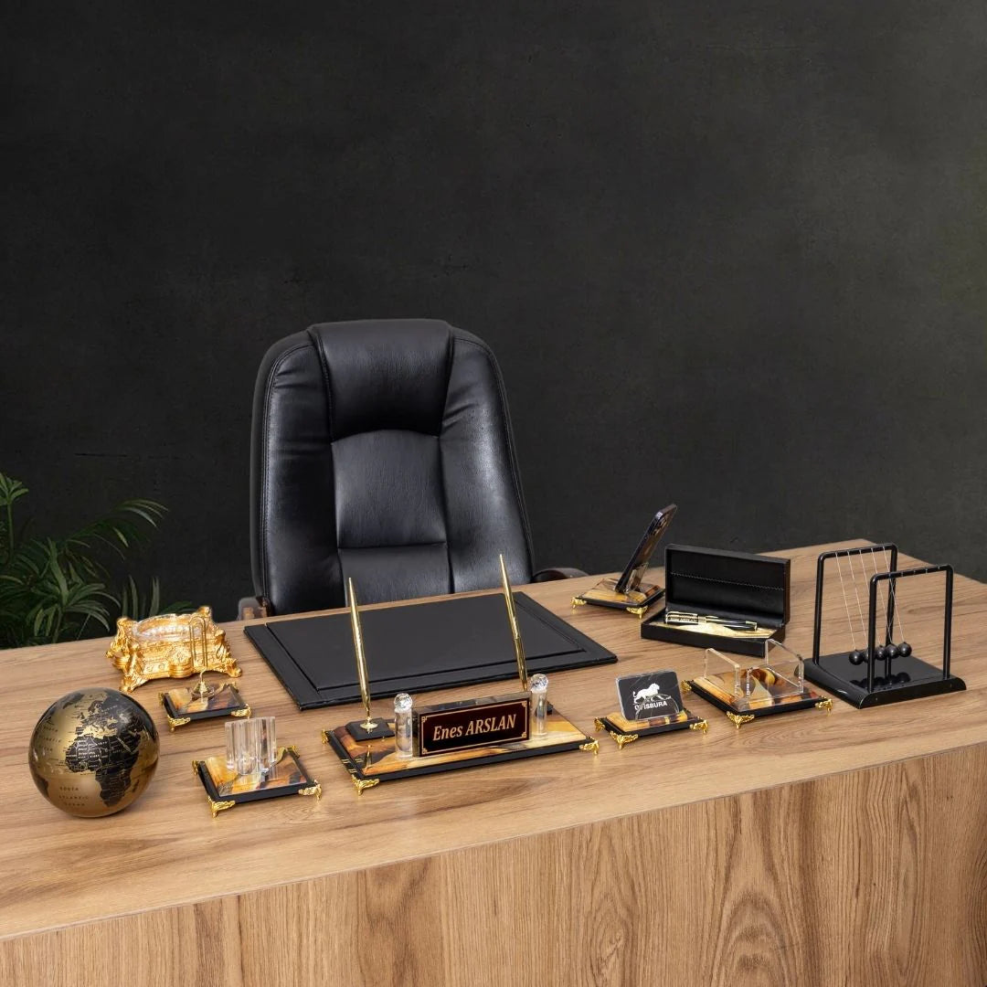 Siena | 12-Piece Crystal Desk Set & Nameplate Set