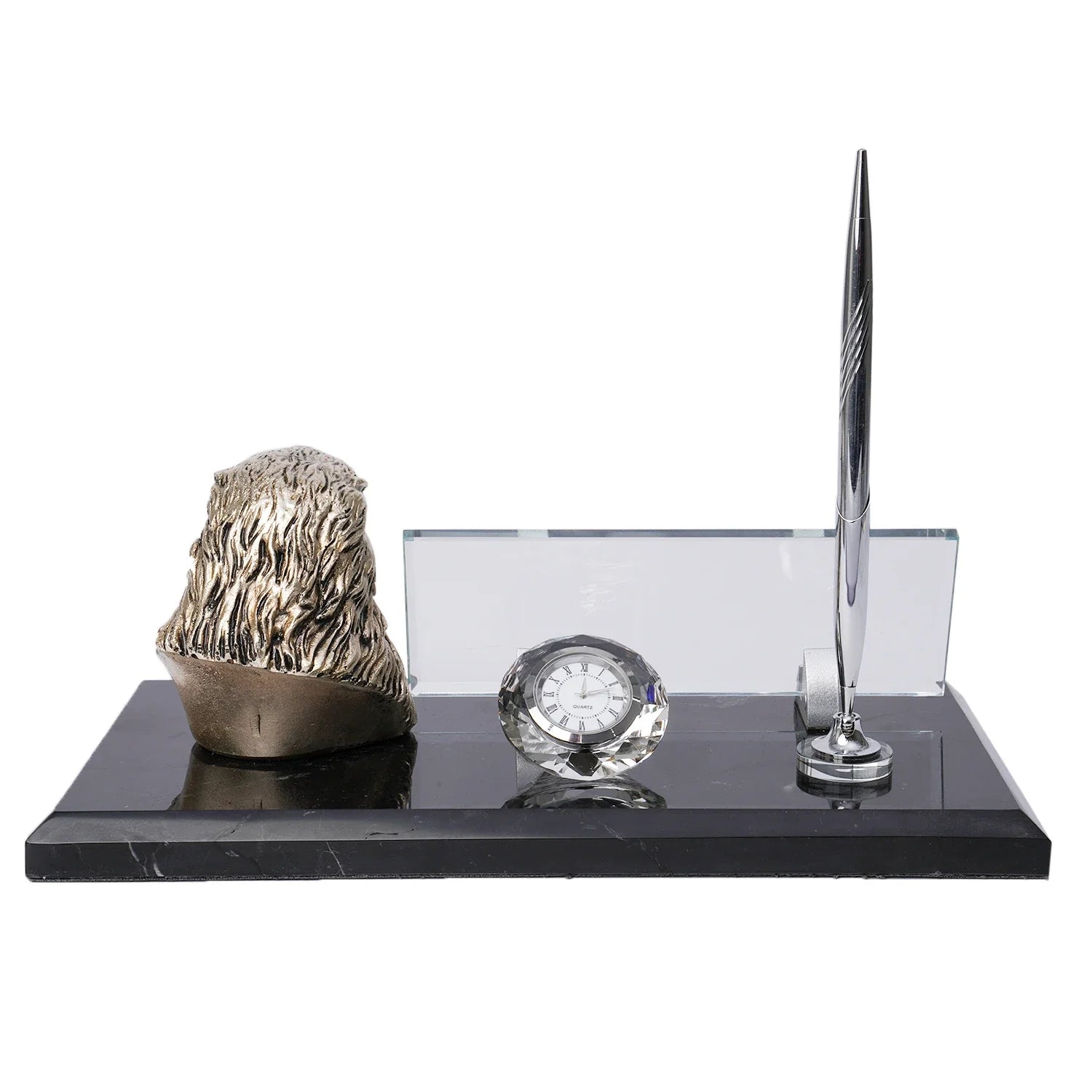 Eagle-Figure Black Marble Desk Nameplate – Personalized Executive Office Nameplate