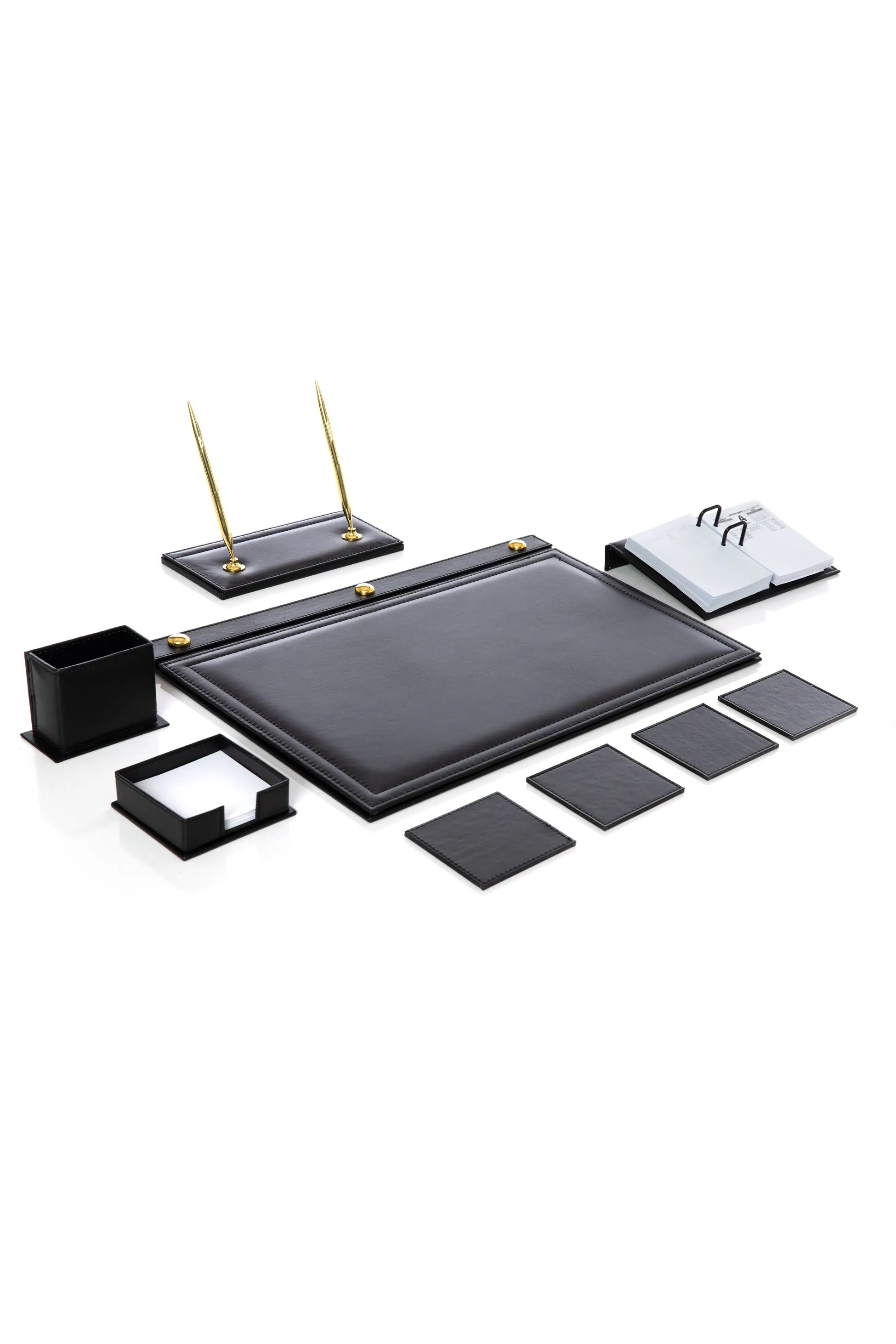 9-Piece Leather Desk Set with Accessories