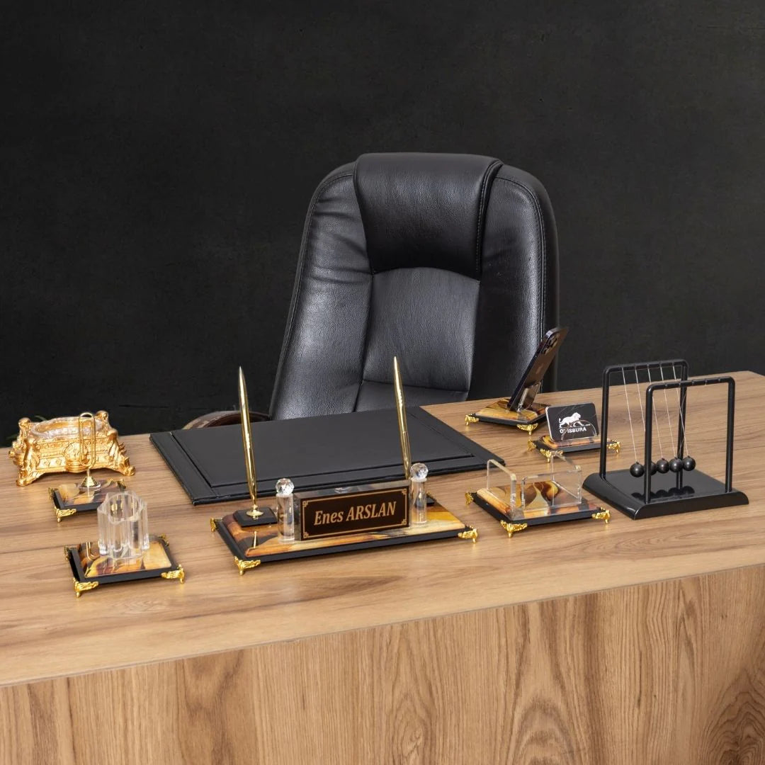 Siena | 9-Piece Crystal Desk Set & Nameplate Set