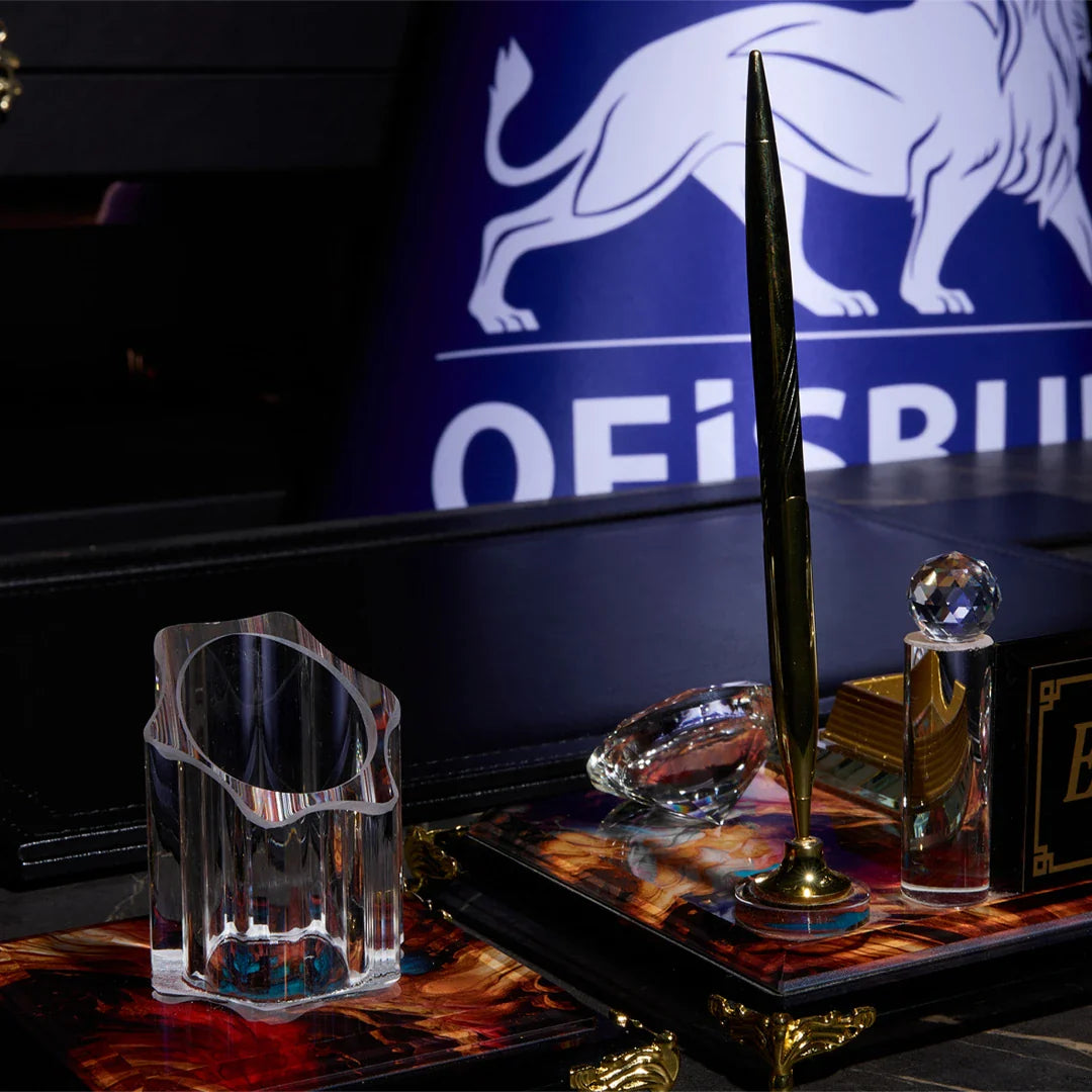 Royalty | 8-Piece Crystal Desk Set & Nameplate Set