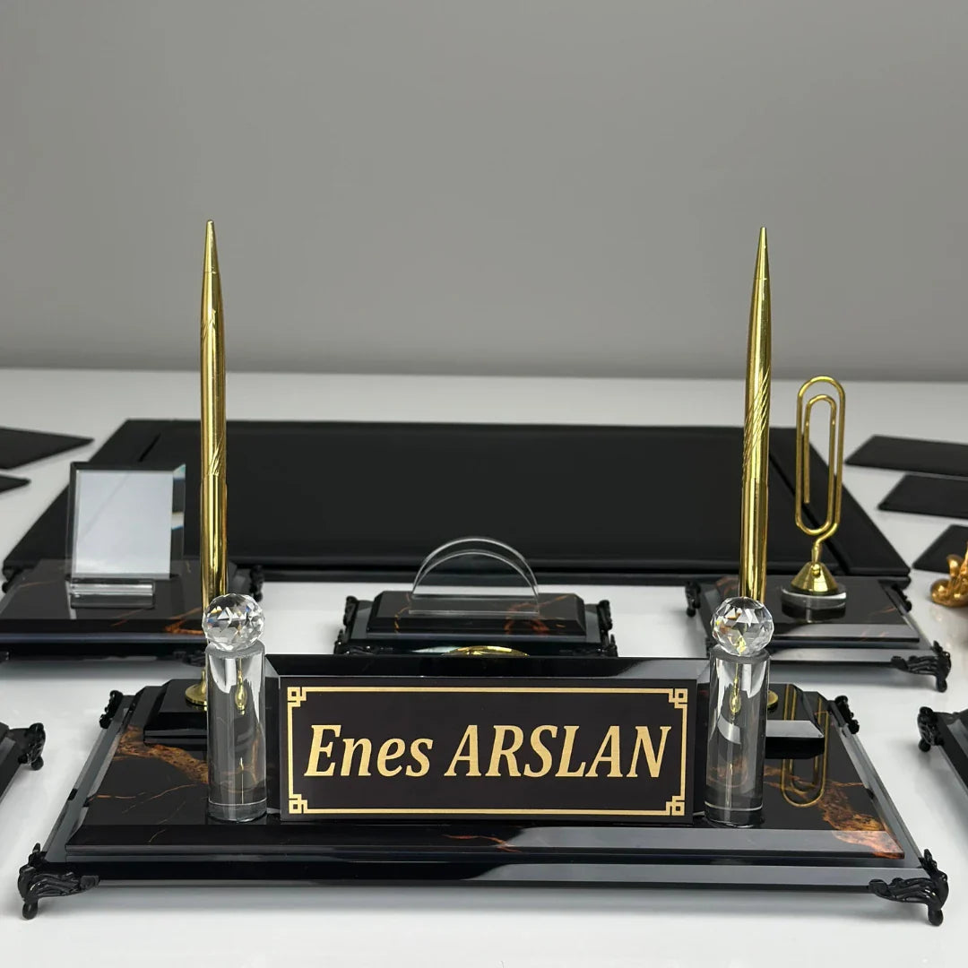 Negro | Premium Crystal Desktop Nameplate Set (15 Pieces)
