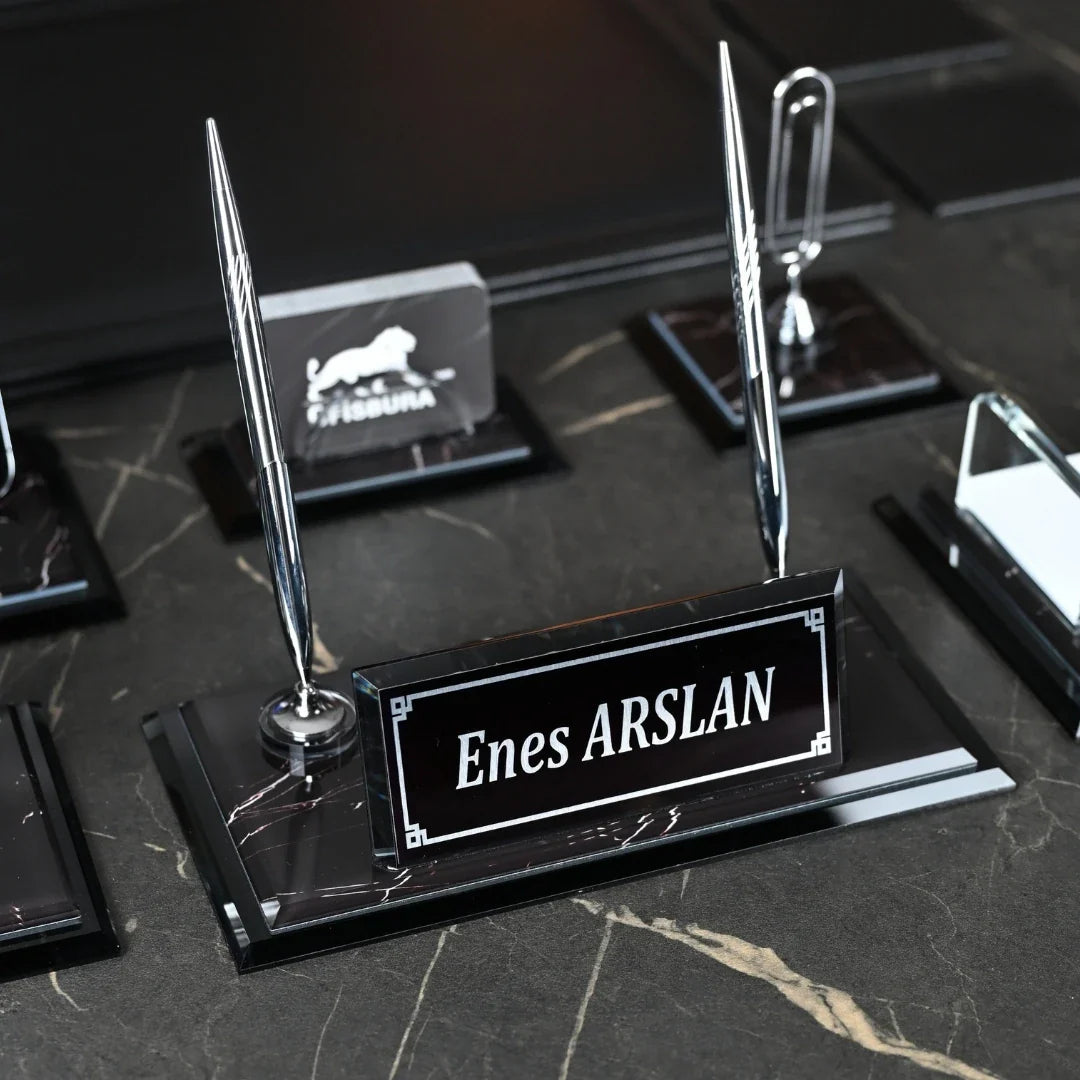 Midi Zebra | 13-Piece Crystal Desk Set & Nameplate Set