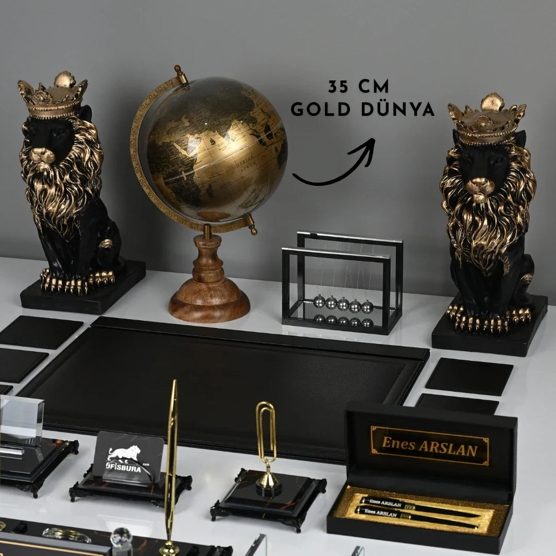Negro | 20-Piece Premium Crystal Desk Set & Nameplate Set
