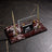 Burgundy Marble Desktop Nameplate Set with Clock & Dual Pen Holder - Personalized Desk Nameplate