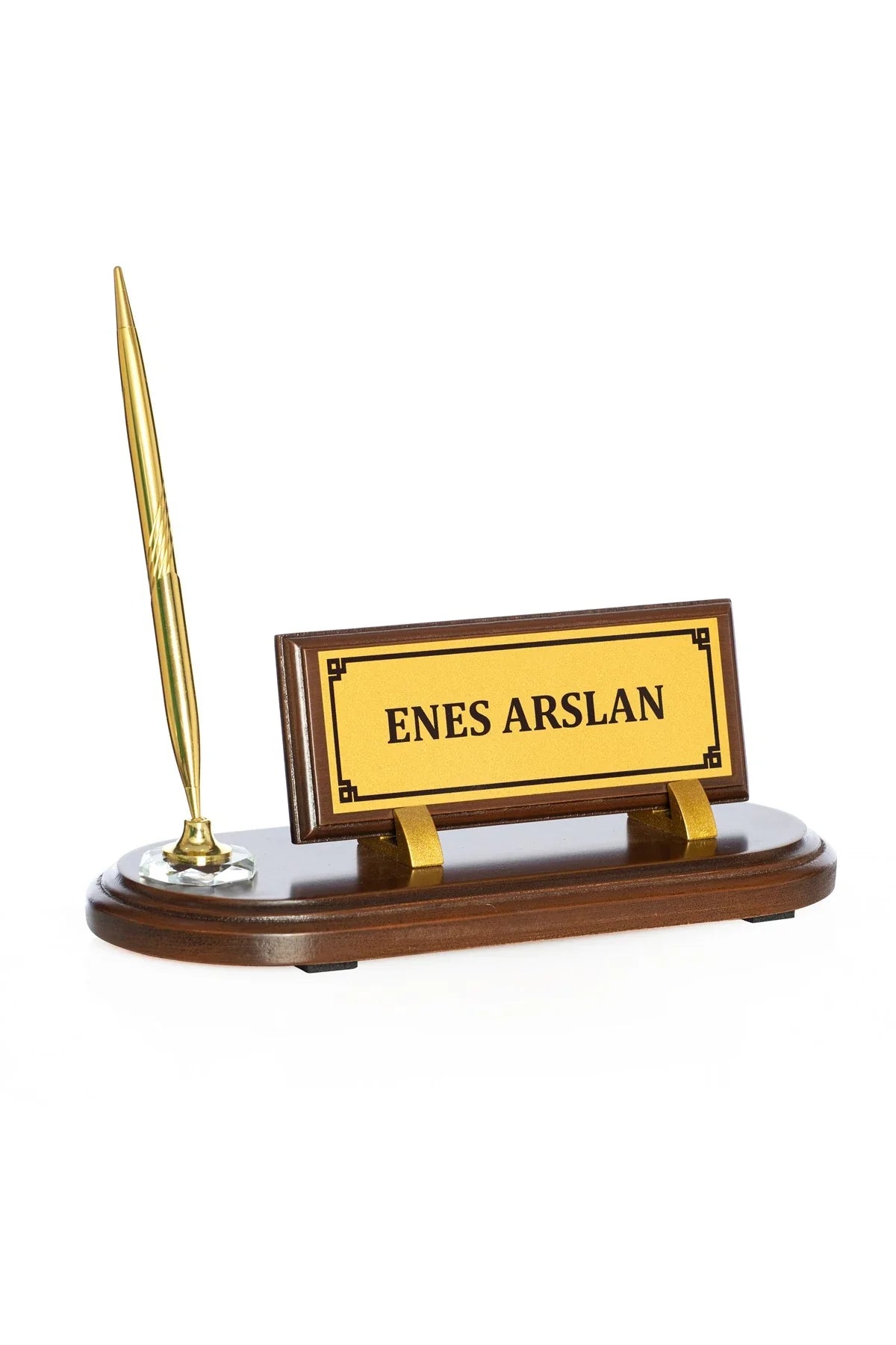 Wooden Desk Nameplate – Single Pen Holder | Personalized Office Nameplate