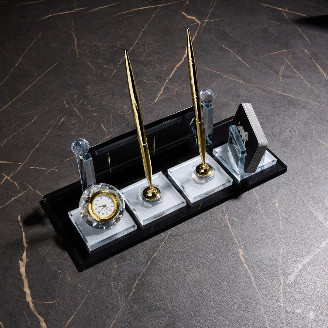 Majesty | Crystal Desk Nameplate – Gold