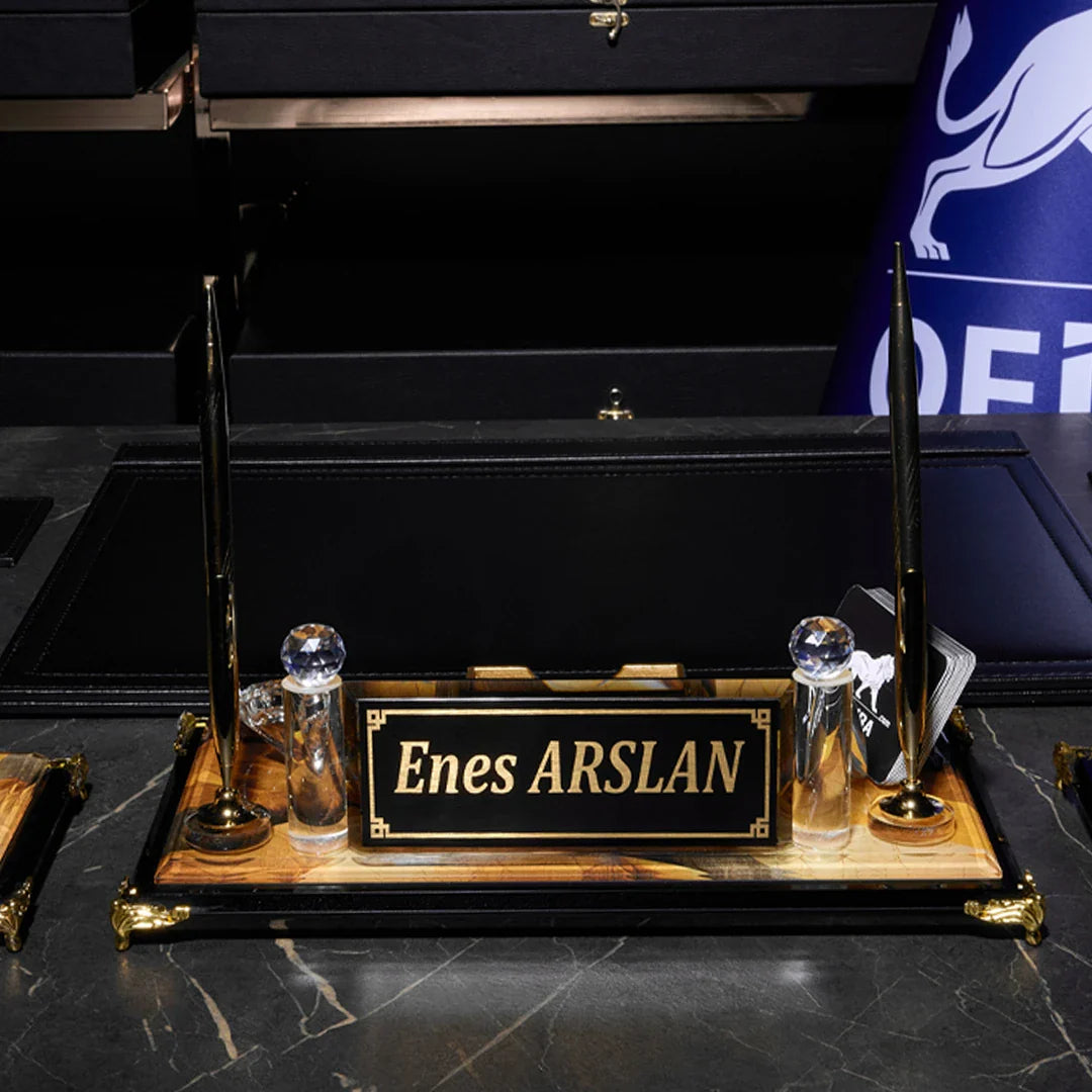 Siena | 8-Piece Crystal Desk Set & Nameplate Set