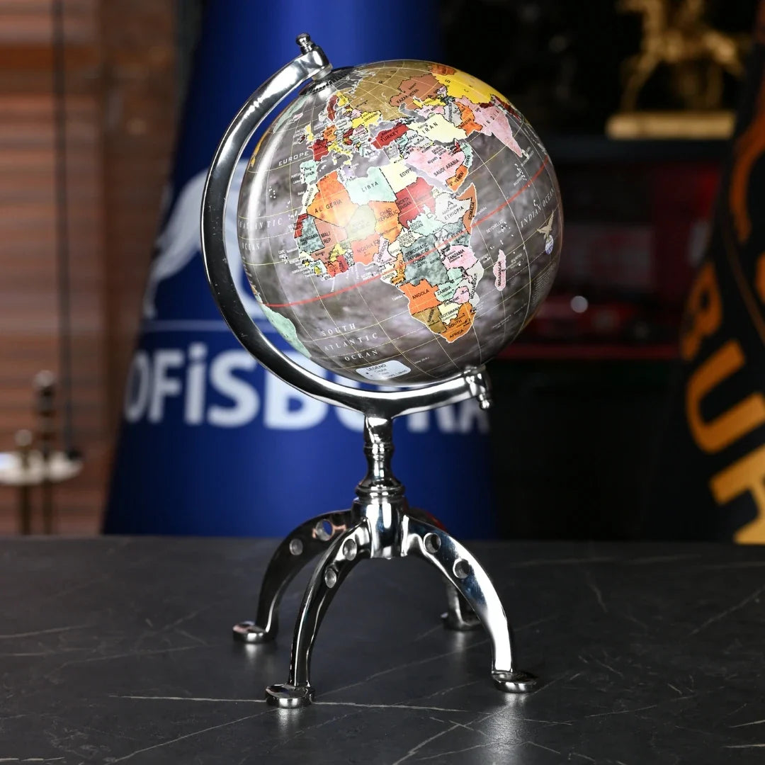 Atlas Chrome 40 cm Anthracite Decorative World Globe