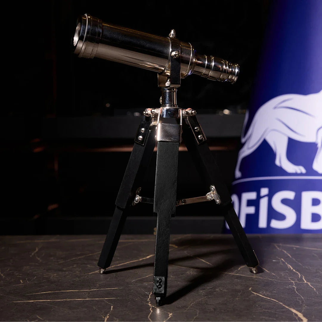 Telescope Black Wooden Tripod Silver 35 cm - Luxury Office Object