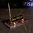 Burgundy Marble Desk Nameplate | Personalized Office Nameplate with Gold Pen Holder
