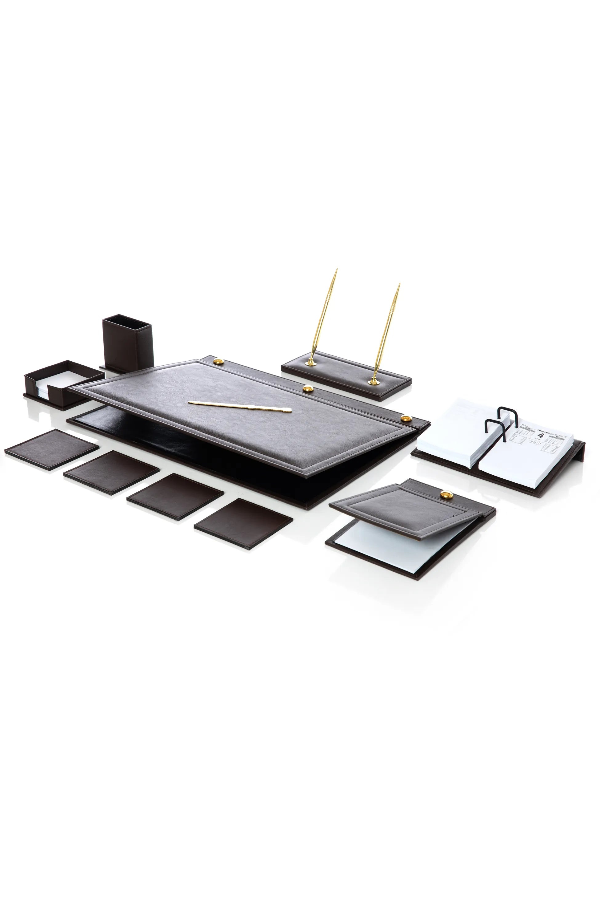 11-Piece Leather Desk Set with Accessories
