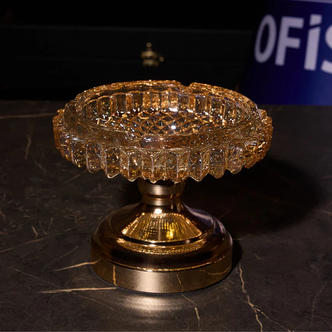 Elegant Series Light Crystal Ashtray & Candy Dish - 15 cm Footed Luxury Office Object