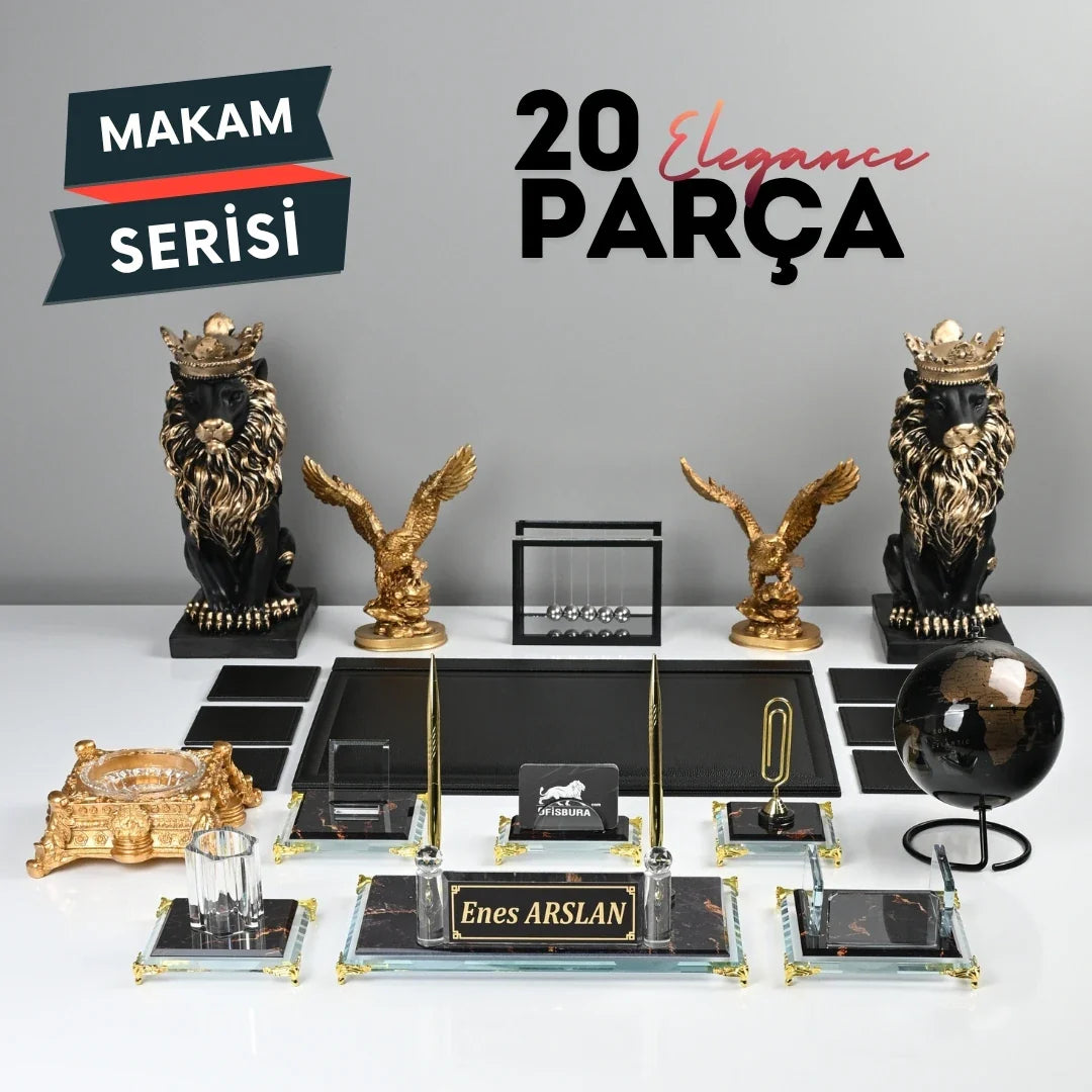 Elegance | 20-Piece Premium Crystal Desk Set & Nameplate Set