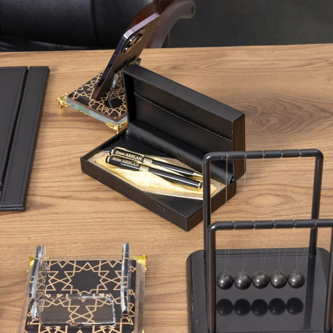 Prestige | 12-Piece Crystal Desk Set & Nameplate Set