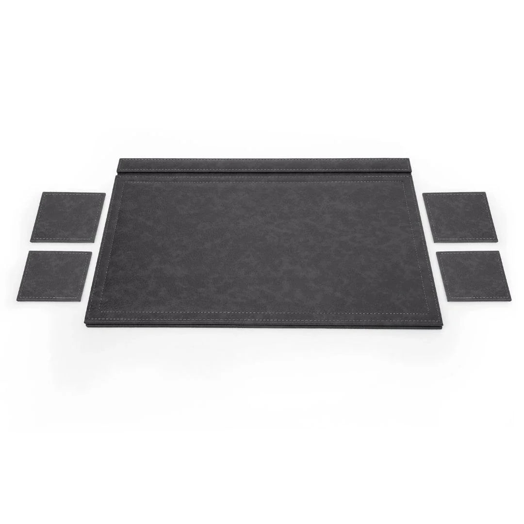 Large Leather Desk Set with Flap - Anthracite | 50x35 cm (4 Free Coasters)