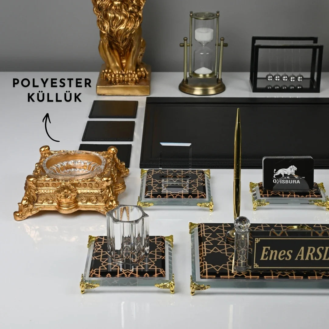 Prestige | 20-Piece Crystal Desk Set & Nameplate Set