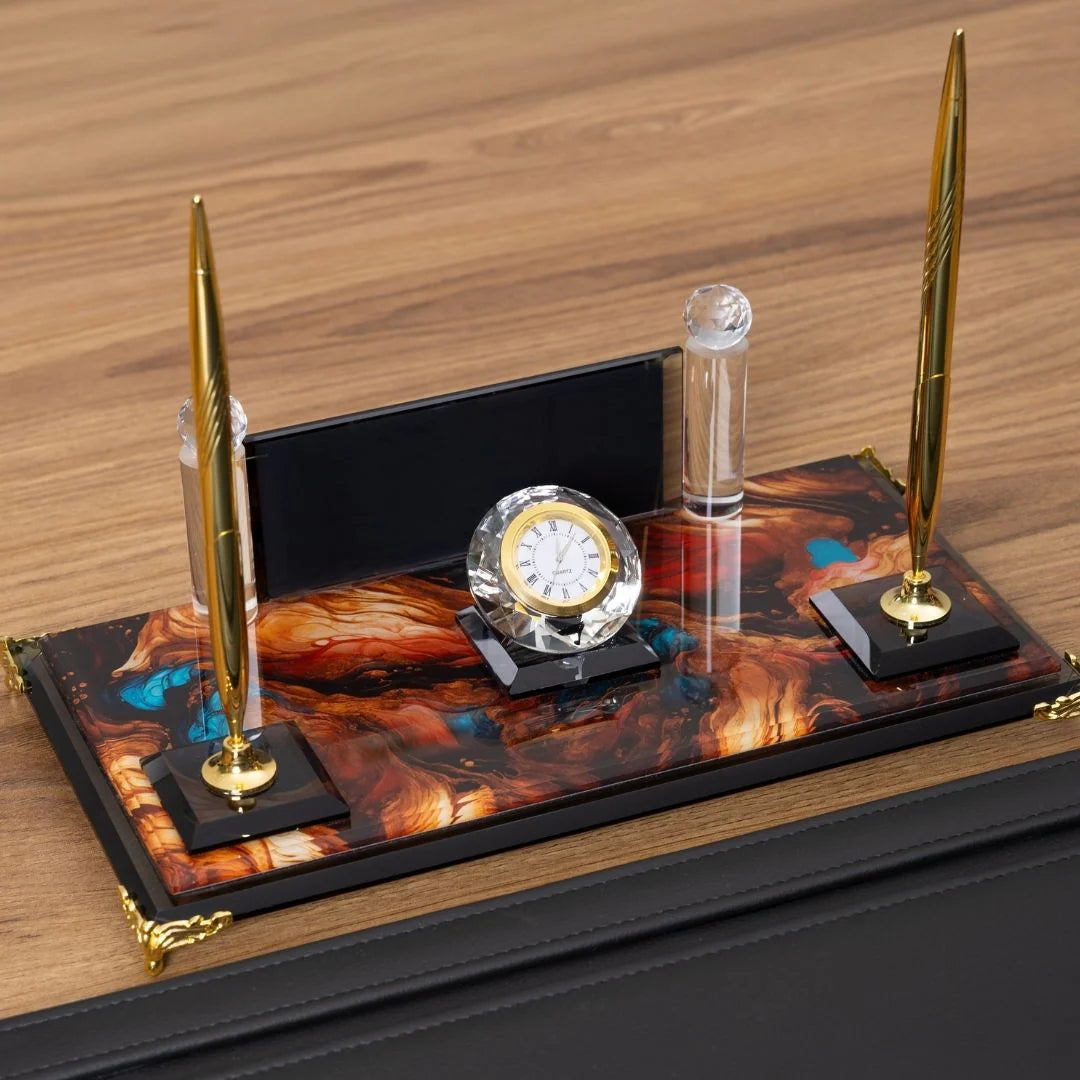 Royalty | 9-Piece Crystal Desk Set & Nameplate Set