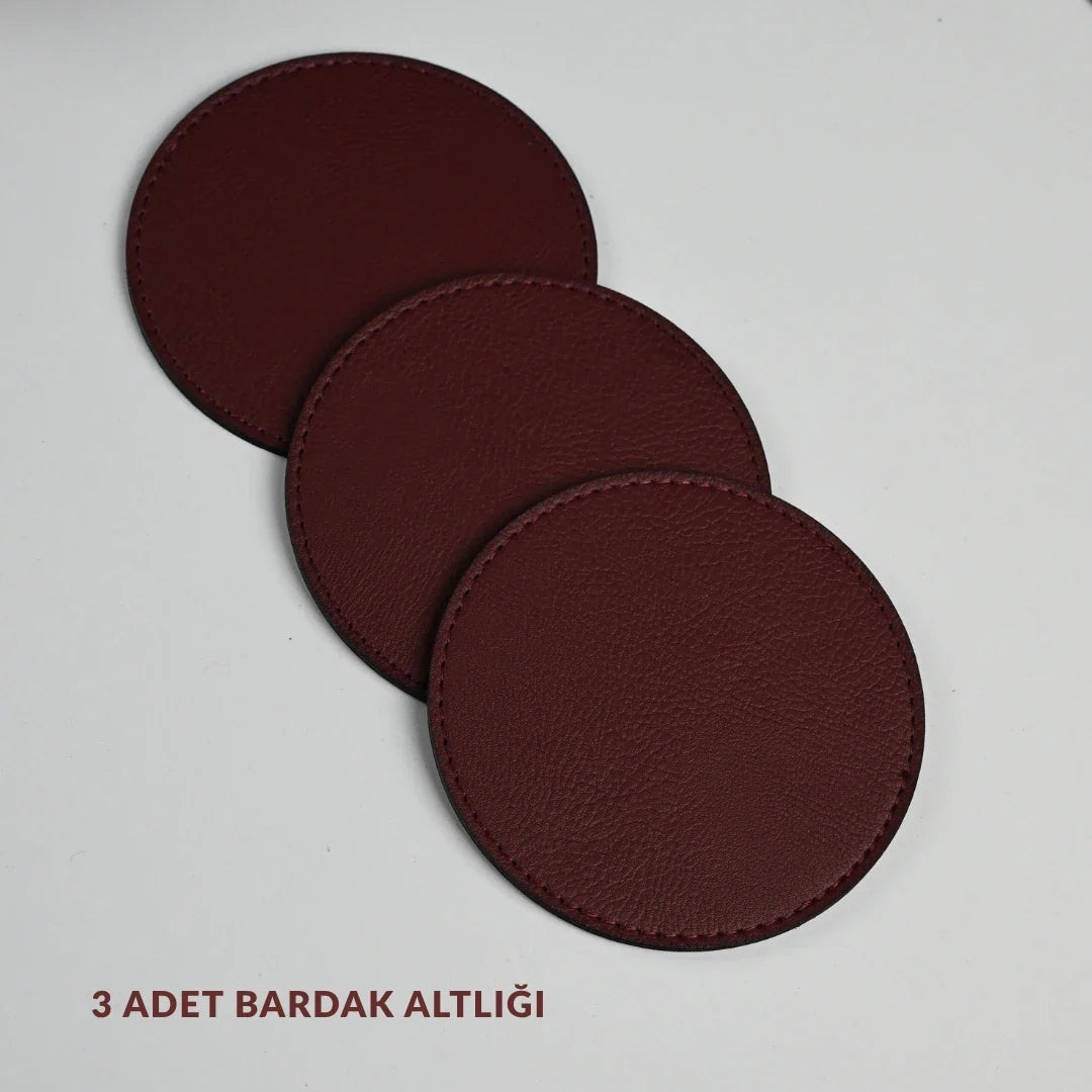 Burgundy 8-Piece Leather Desk Set