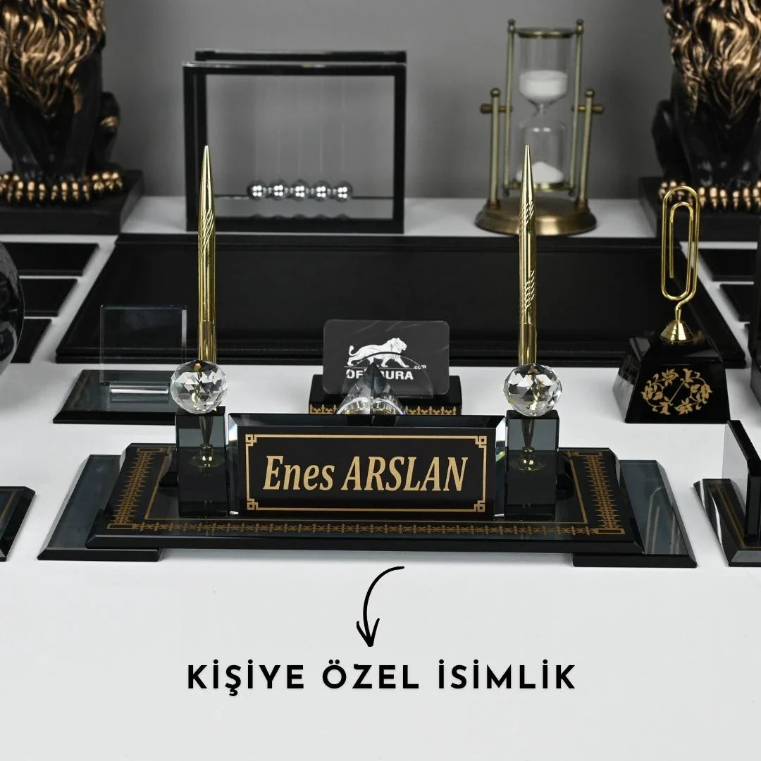 Diamond | 20-Piece Crystal Desk Set & Nameplate Set