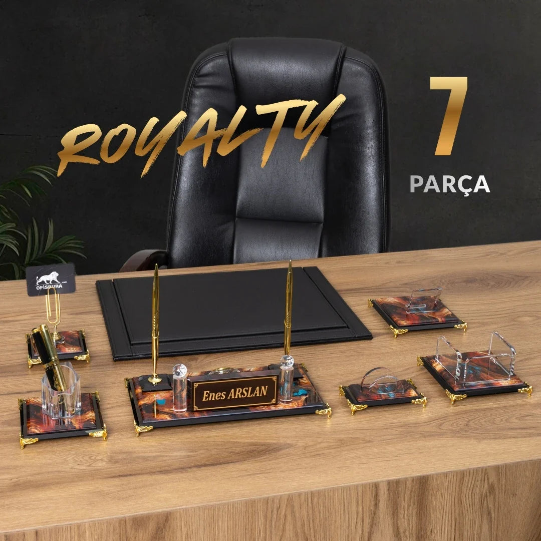 Royalty | 7-Piece Crystal Desk Set & Nameplate Set