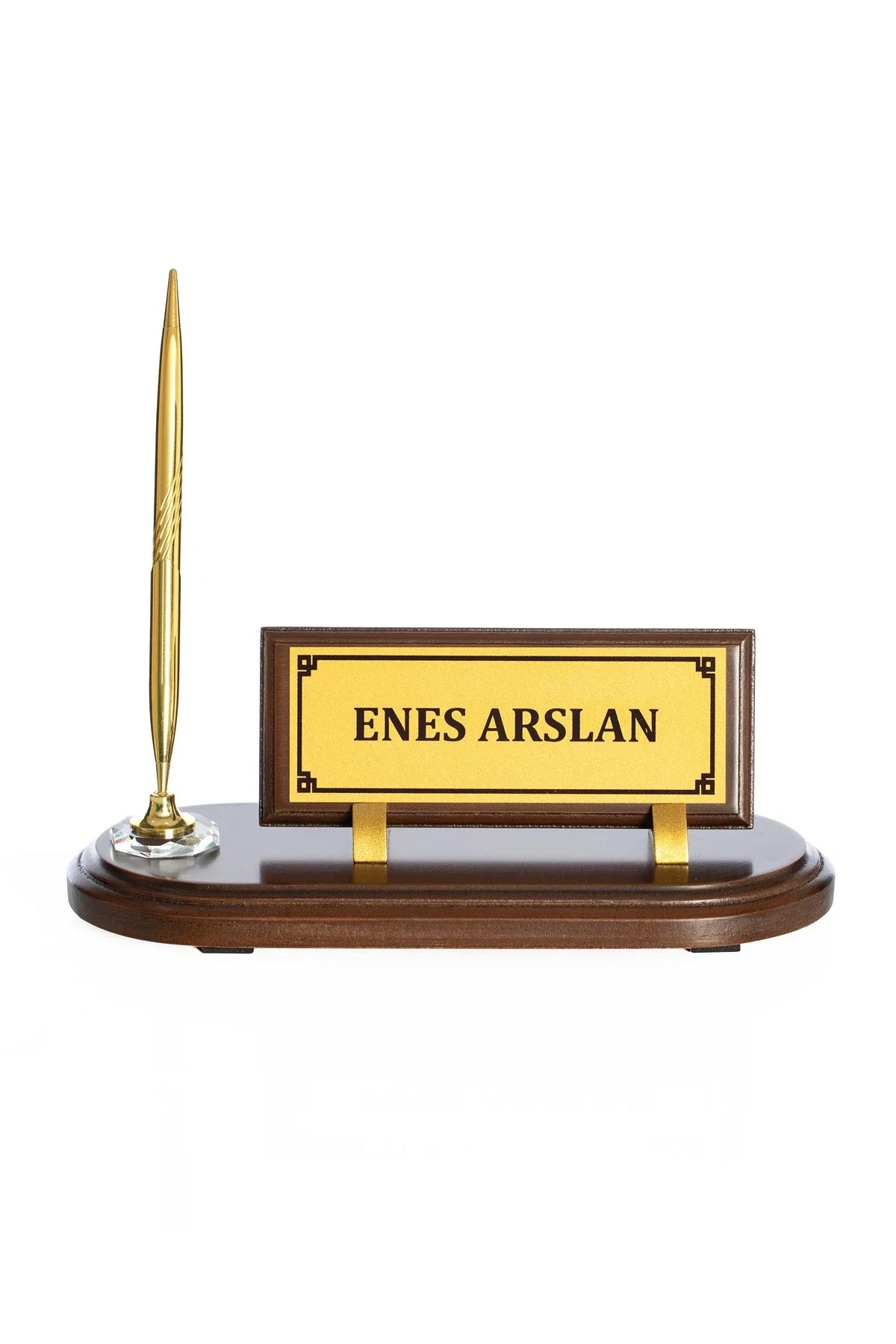Wooden Desk Nameplate – Single Pen Holder | Personalized Office Nameplate