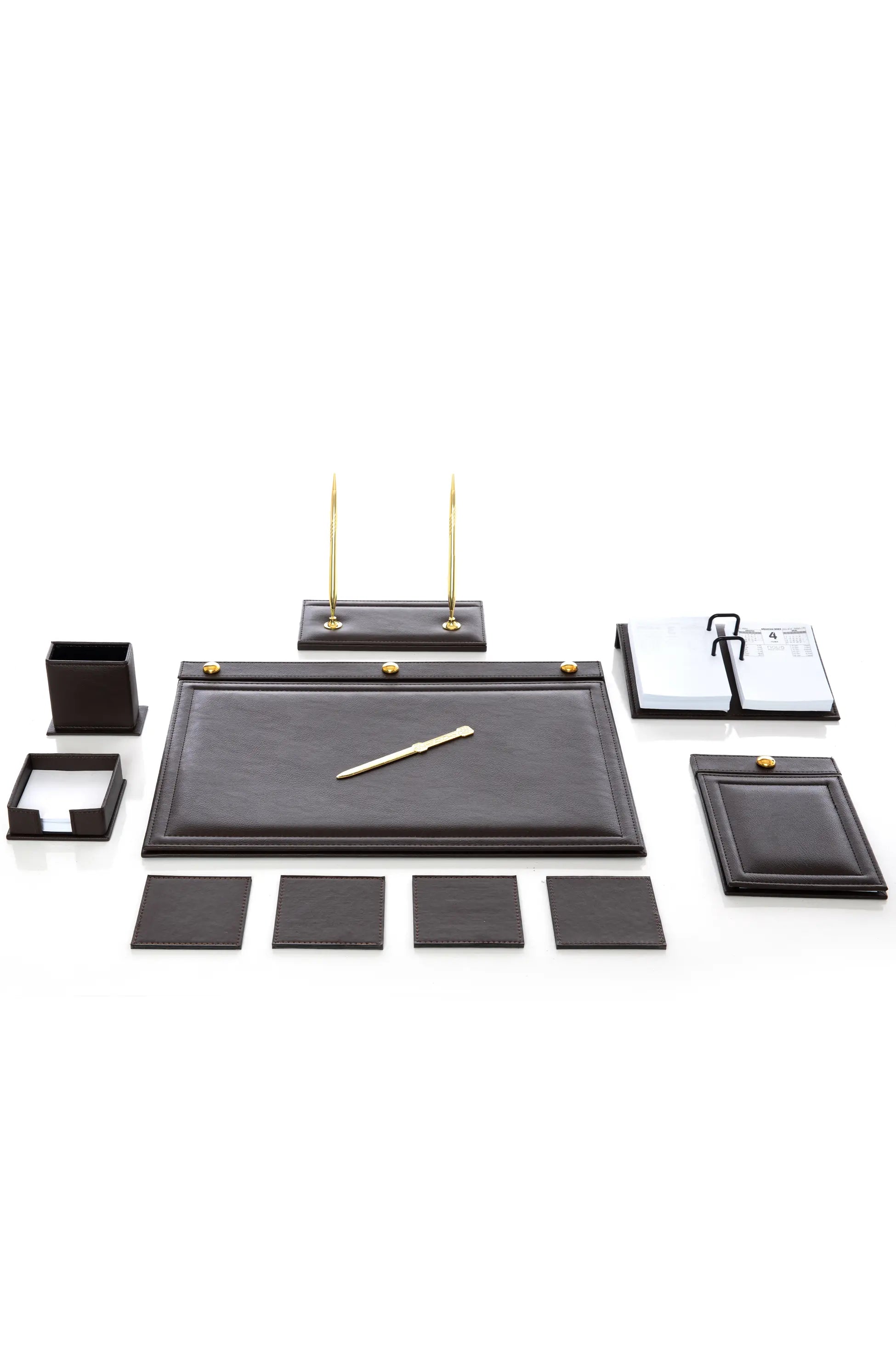 11-Piece Leather Desk Set with Accessories