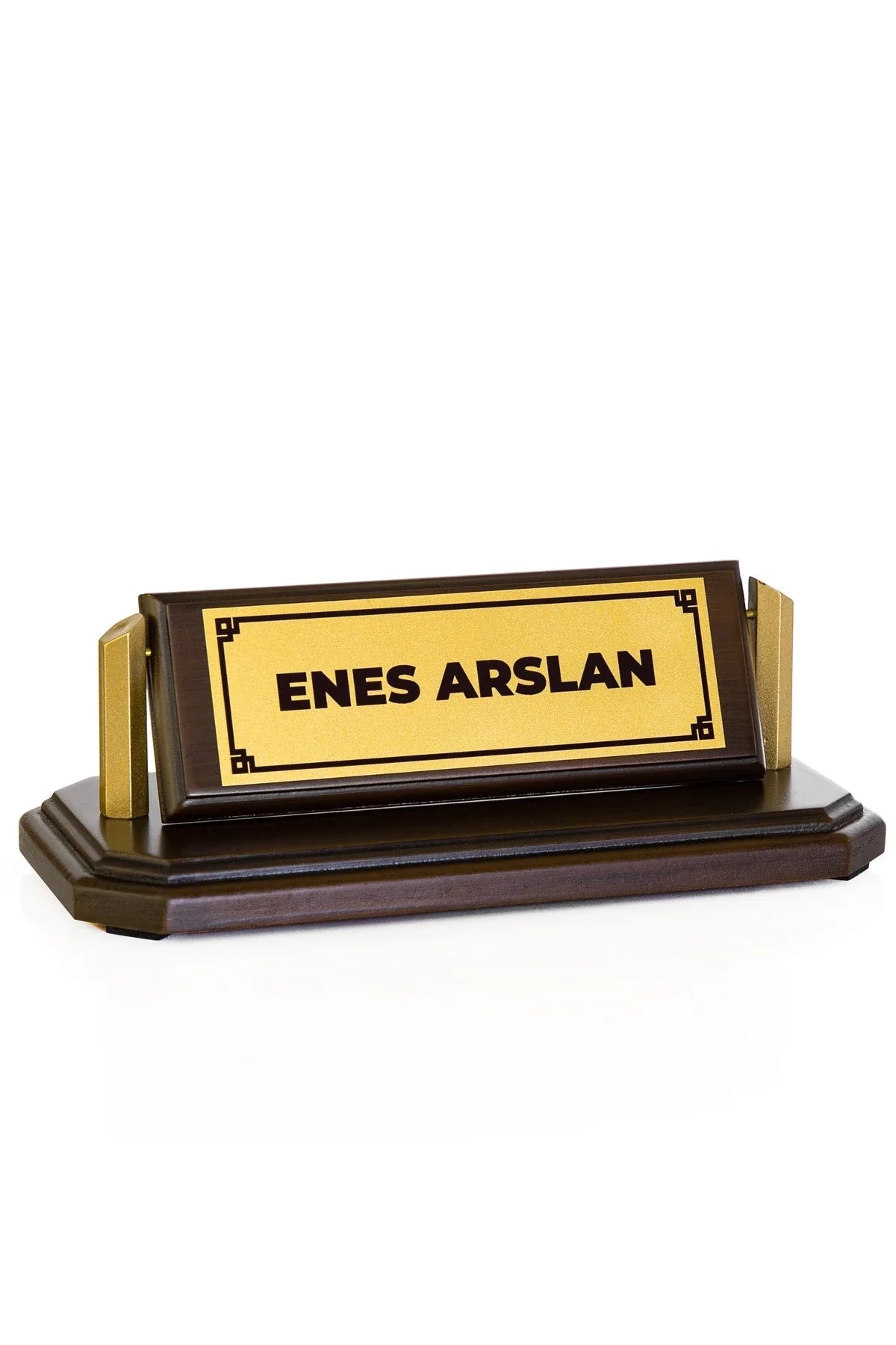 Brown Wooden Desk Nameplate