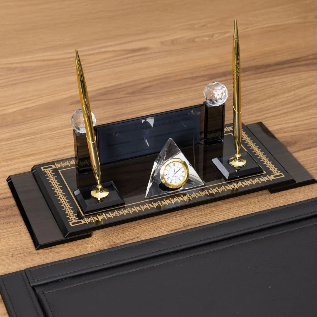 Diamond | 9-Piece Premium Crystal Desk Set & Nameplate Set