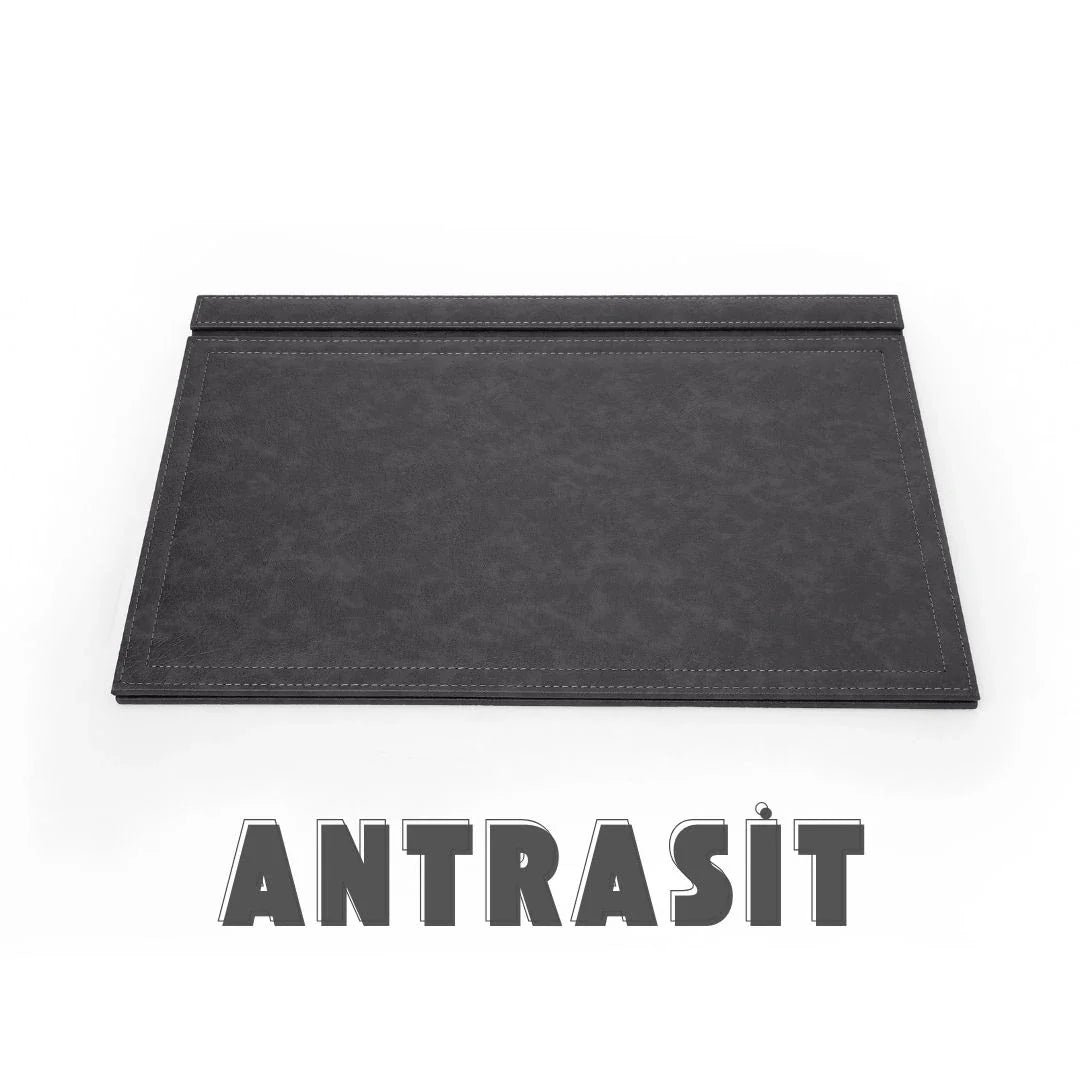 Large Leather Desk Set with Flap - Anthracite | 50x35 cm (4 Free Coasters)