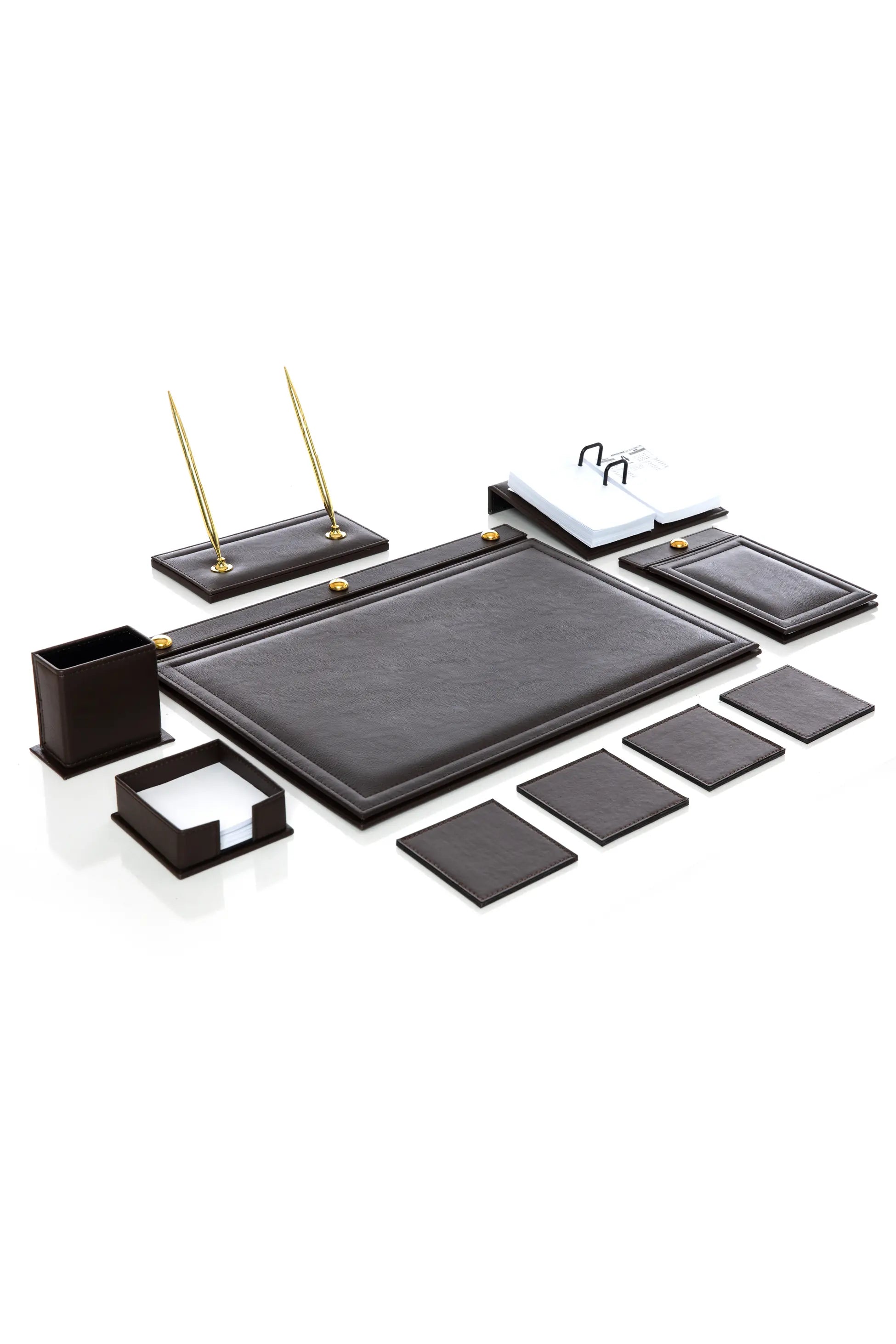 10-Piece Leather Desk Set with Accessories
