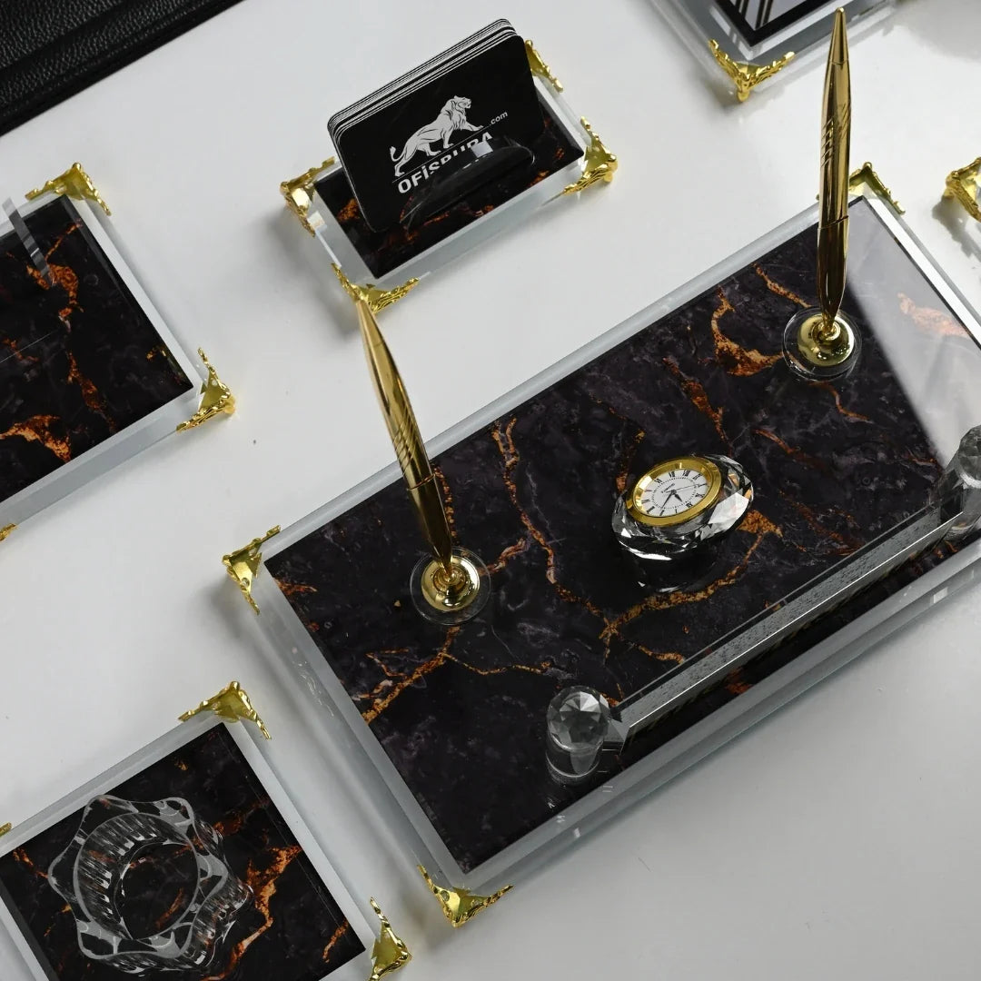 Elegance | 20-Piece Premium Crystal Desk Set & Nameplate Set