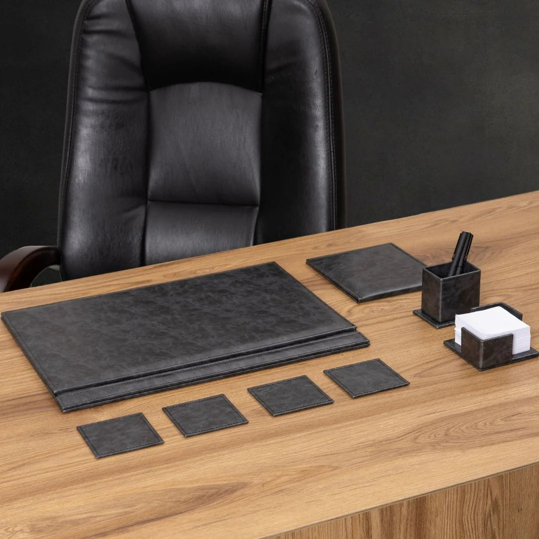 Classic Aura Leather 8-Piece Desk Set
