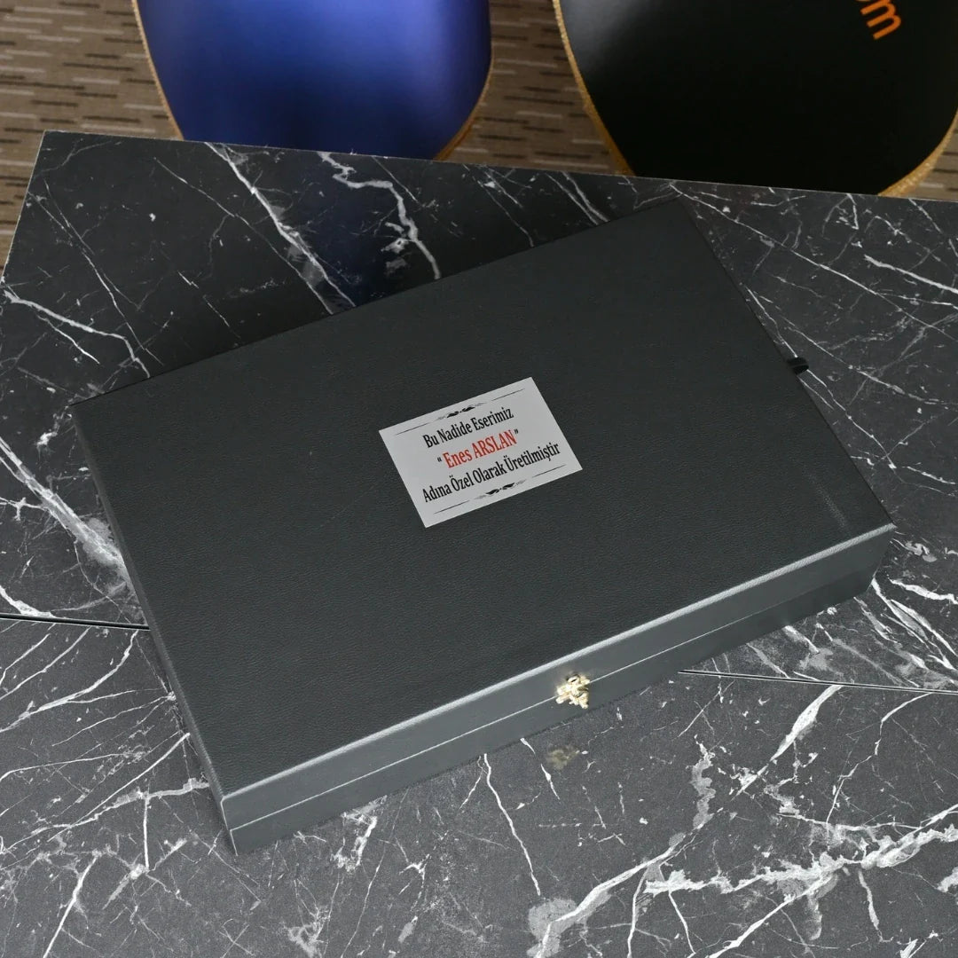 Zebra Black | Gift-Boxed 6-Piece Crystal Desk Set & Nameplate Set