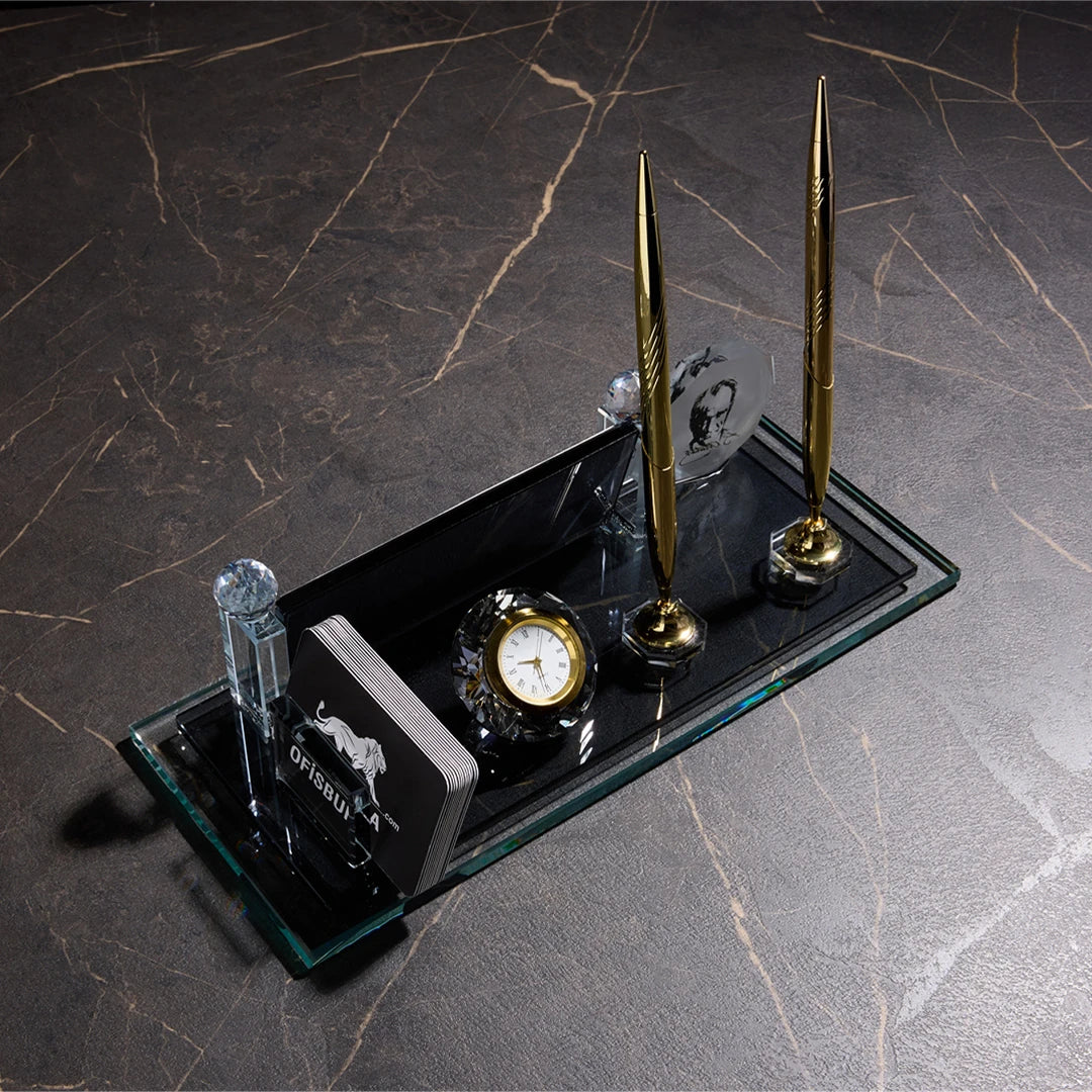 Atatürk Crystal Desk Nameplate Gold | Personalized