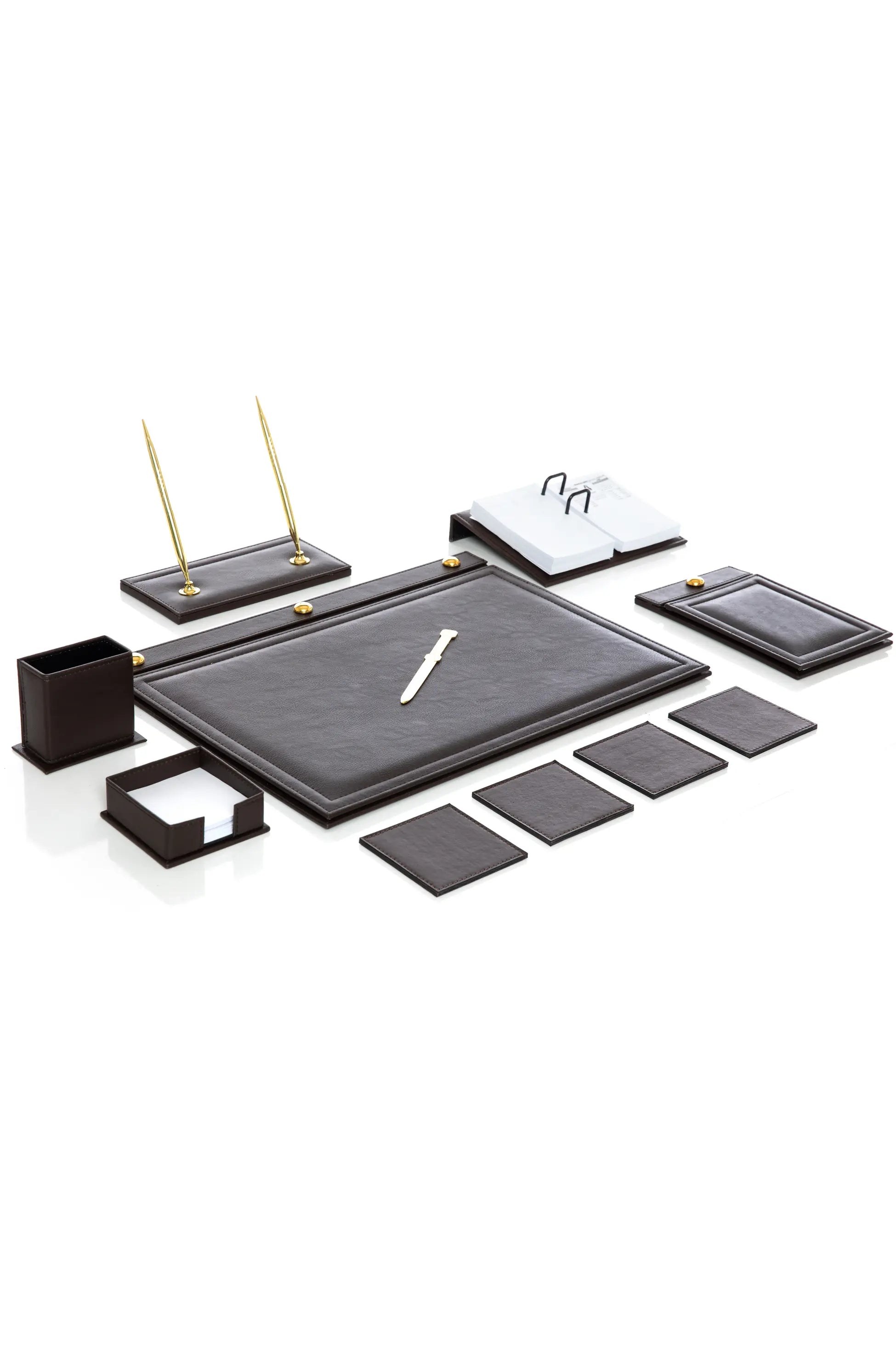 11-Piece Leather Desk Set with Accessories